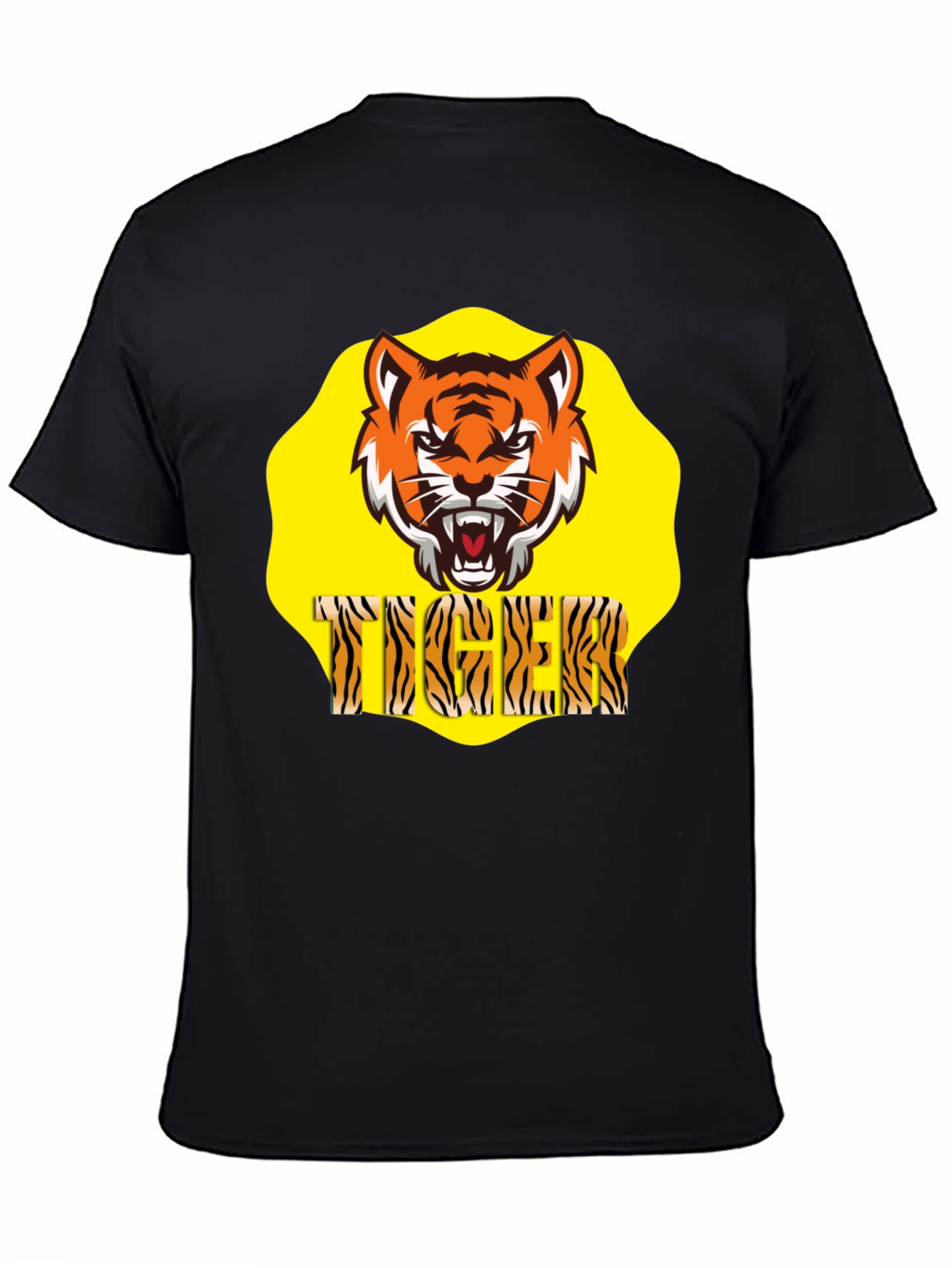 Black Tiger Graphic Black T-Shirt view 4