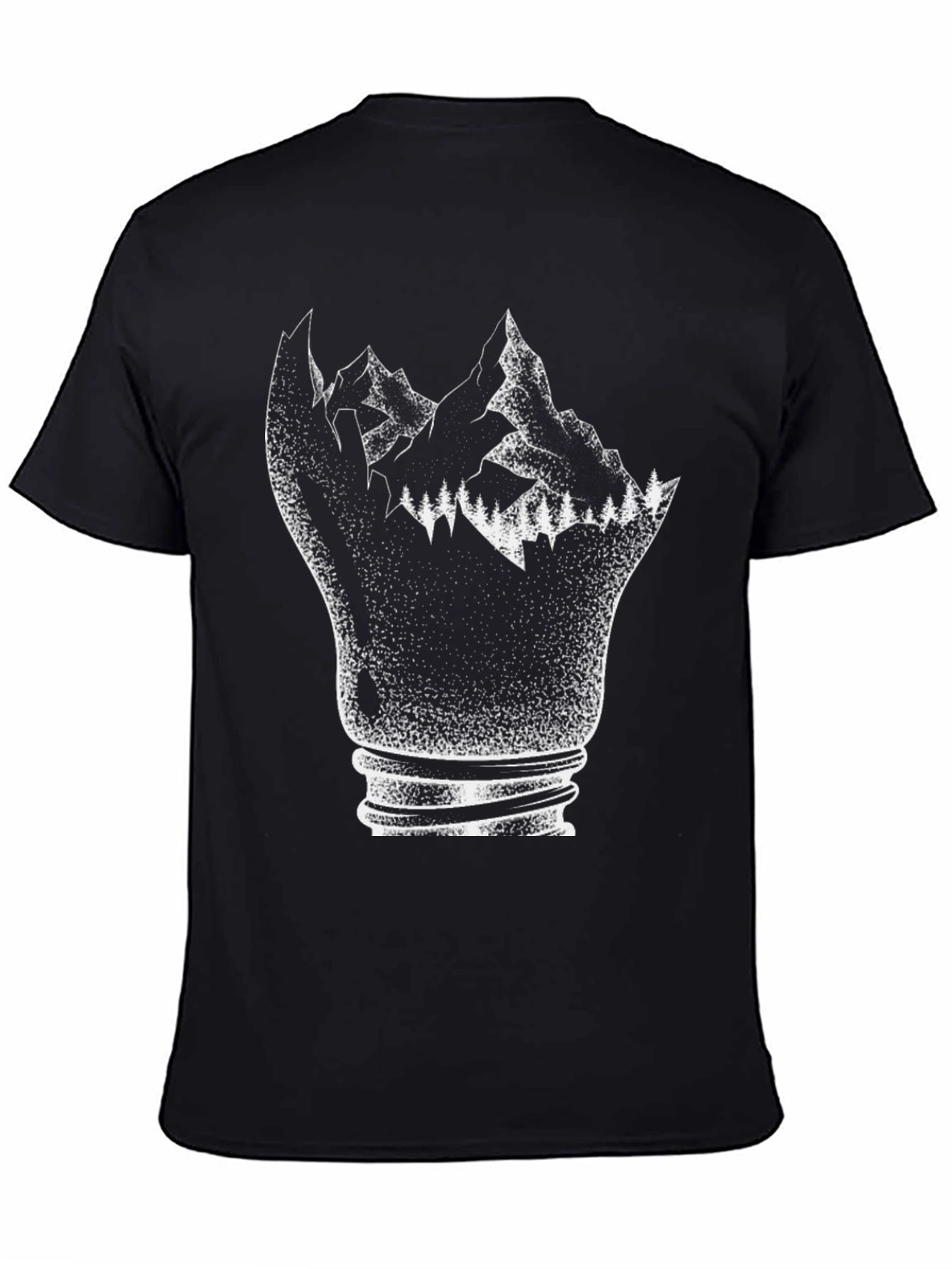 Black Mountainscape Bulb Graphic T-Shirt - Unique Design view 4