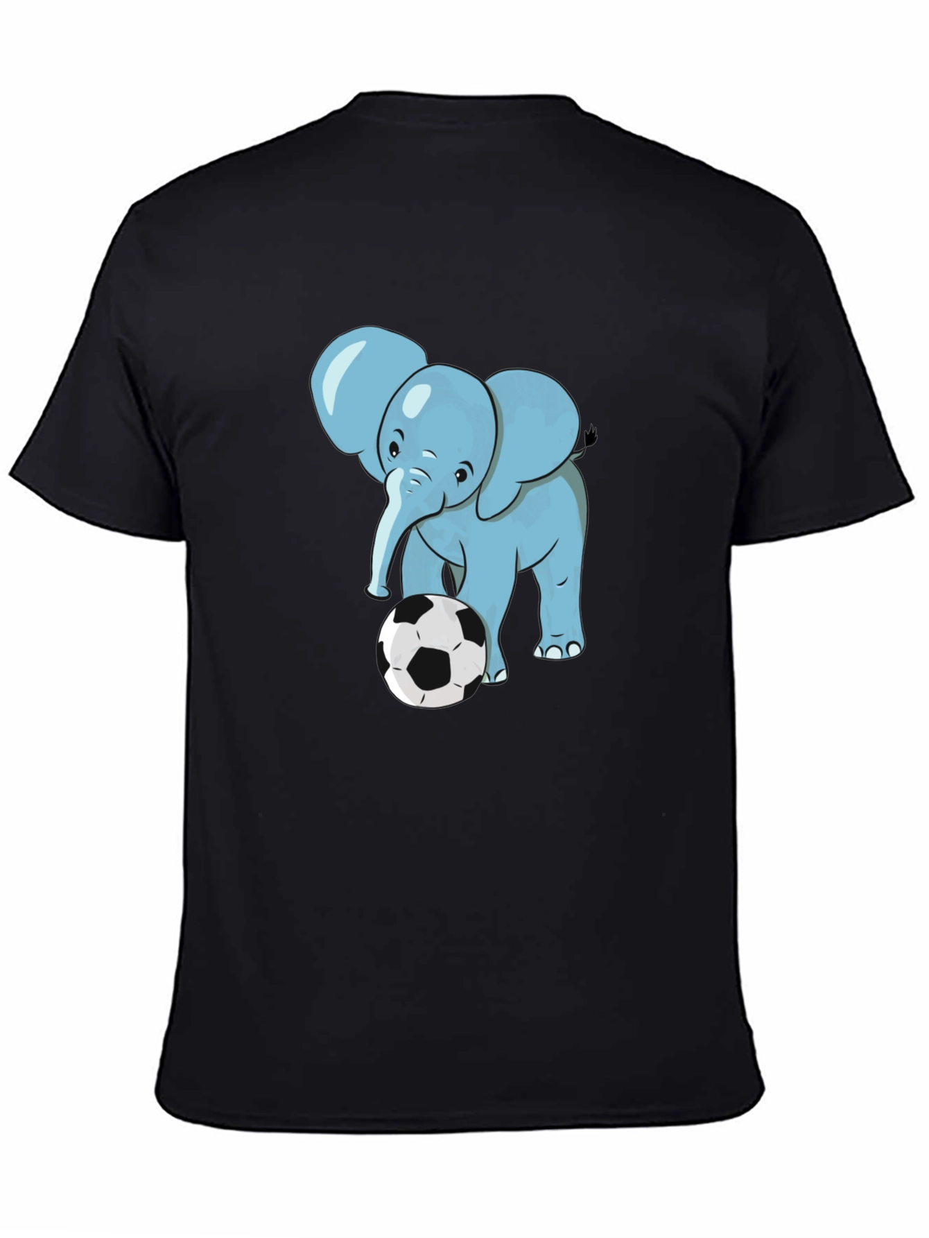 Black Elephant Soccer T-Shirt - Black Cotton Tee view 4