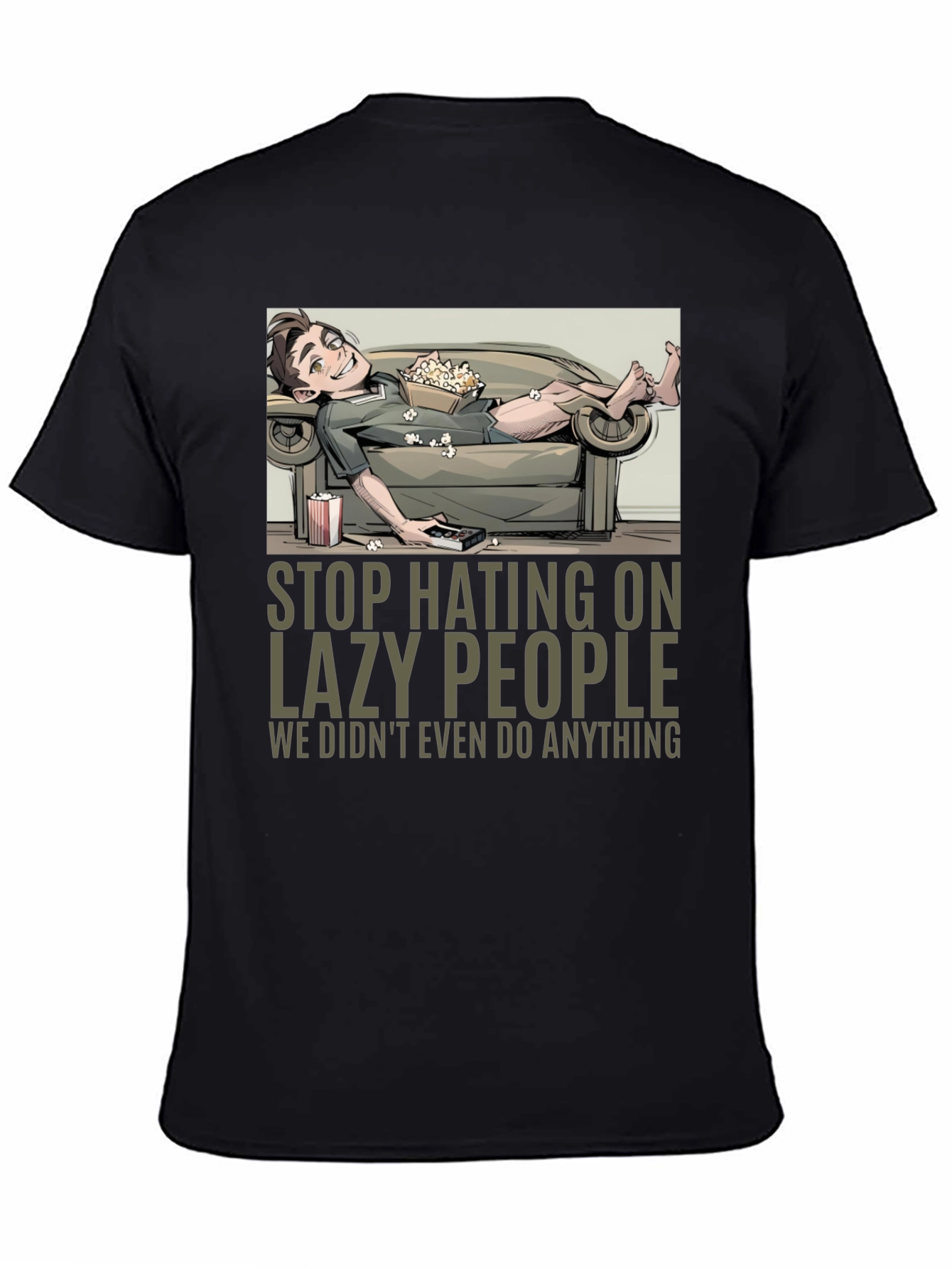 Black Stop Hating Lazy People Graphic Tee view 4