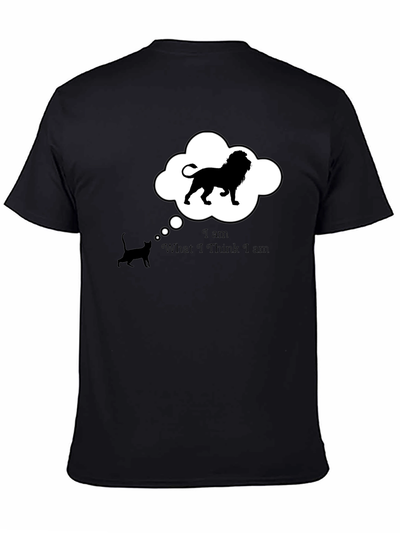Black Funny 'Lion Inside' Black T-Shirt view 4