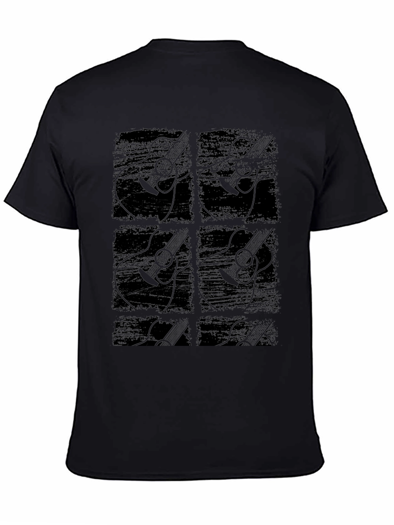 Black Guitar Graphic Print Black T-Shirt view 4