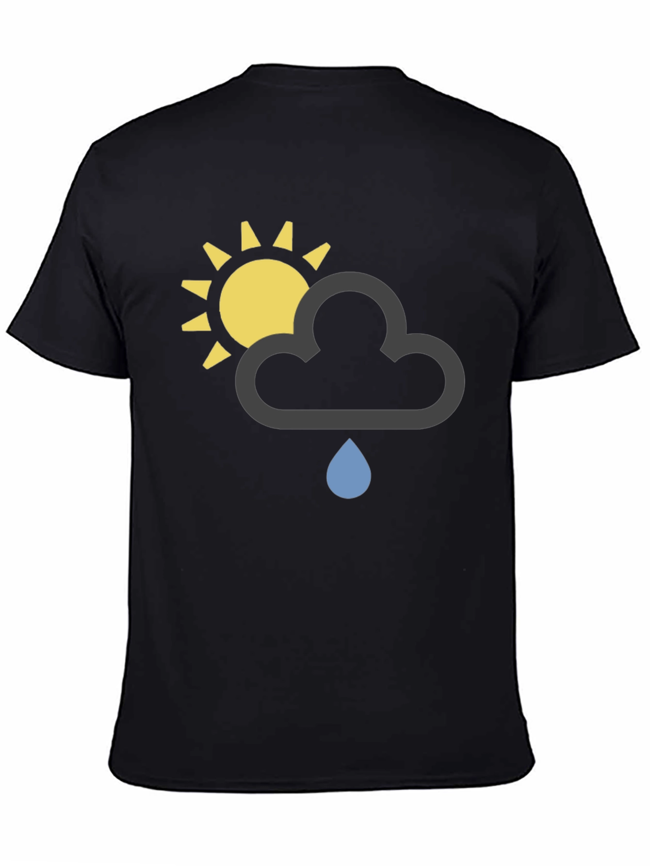 Black Weather Graphic T-Shirt - Sun, Cloud, Rain view 4