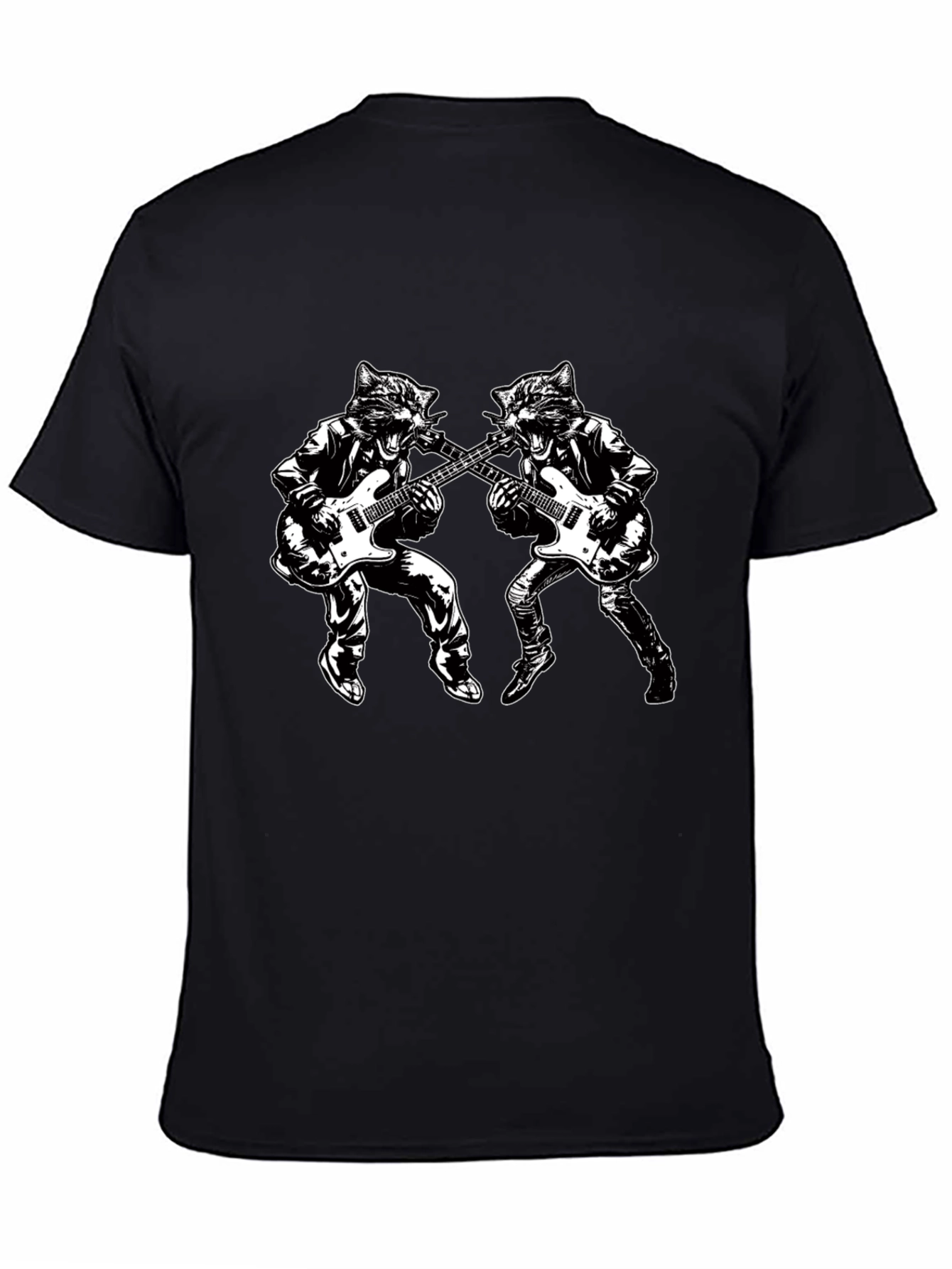 Black Rockin' Cat Band T-Shirt - Unisex Style view 4