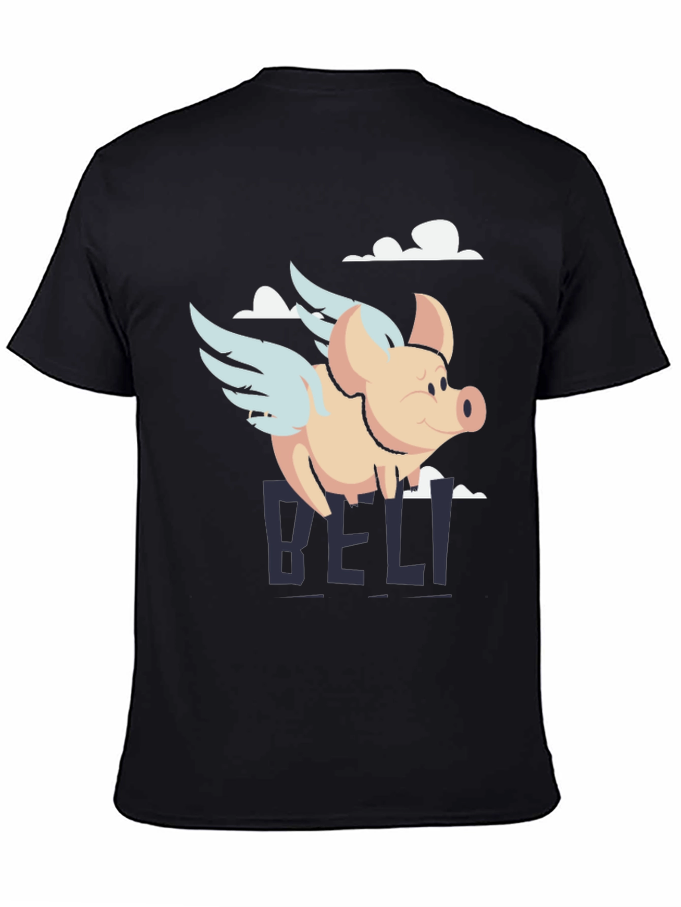 Black Flying Pig Graphic Tee - Men's Black T-Shirt view 4