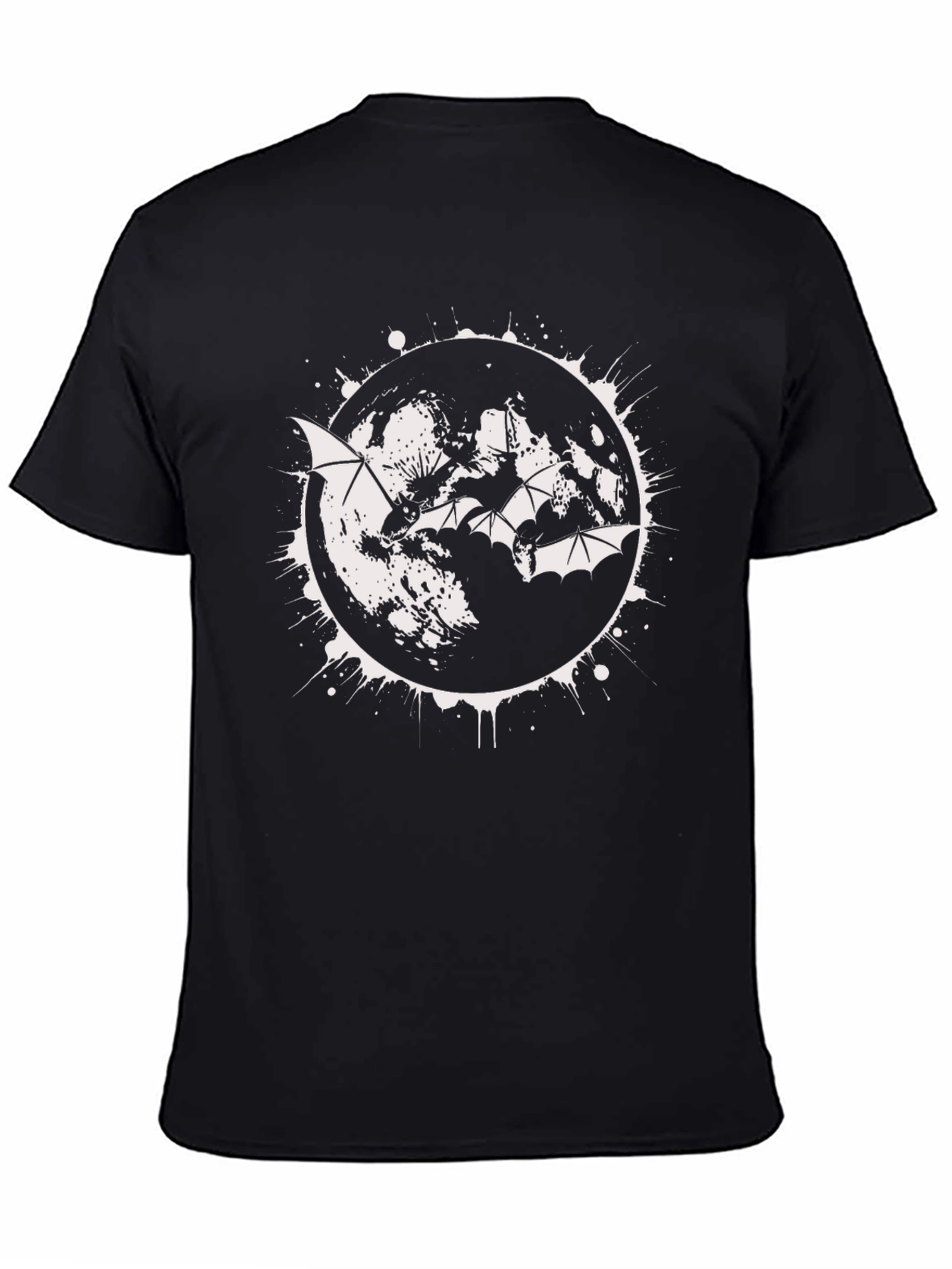 Black Bat Moon Men's Graphic Tee - Black view 4