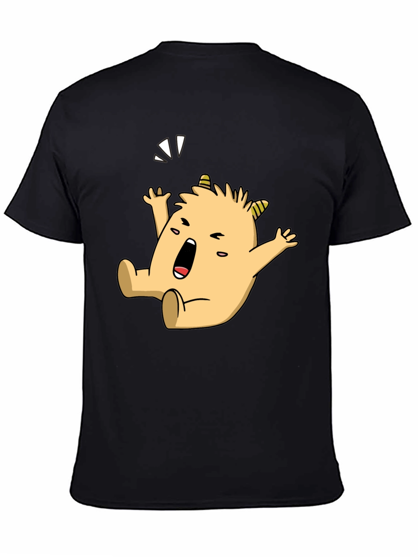 Black Monster Cartoon Graphic Black T-Shirt view 4