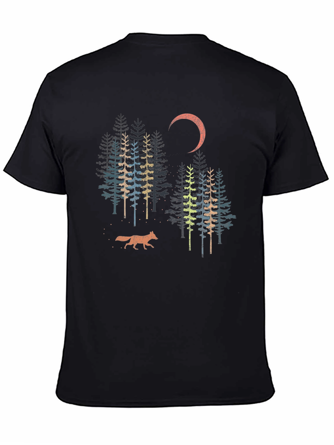 Black Nature Scene Graphic Tee - Black Cotton Blend view 4