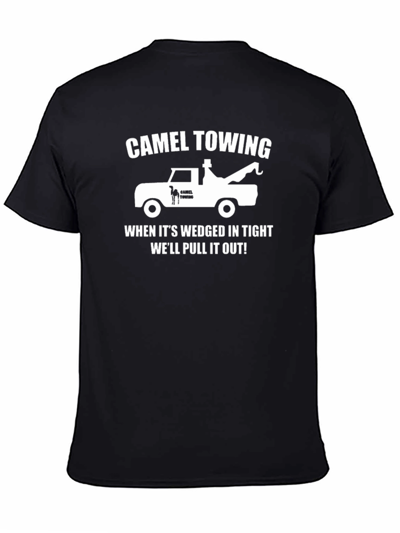 Black Camel Towing Humor T-Shirt - Black Graphic Tee view 4