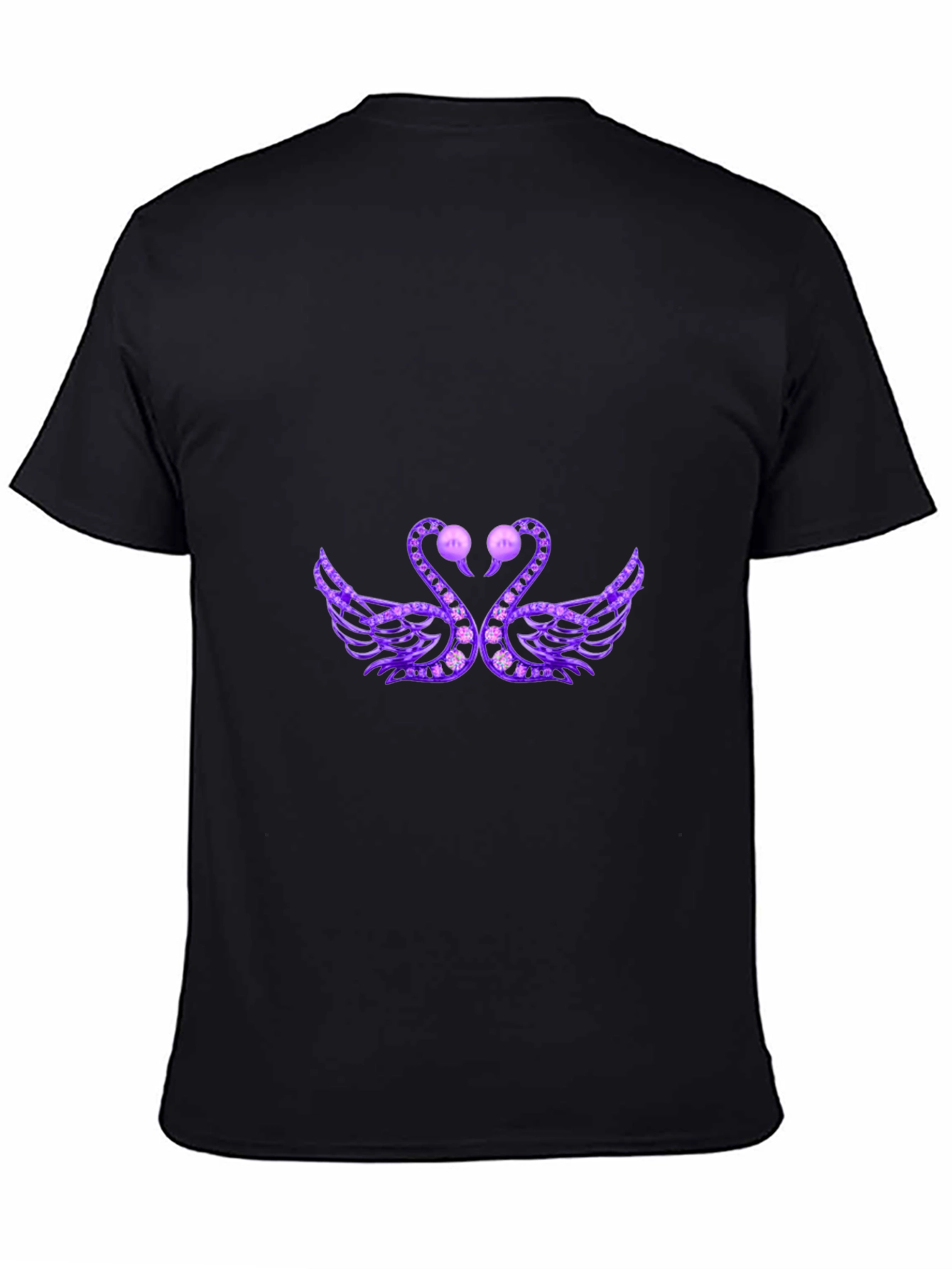 Black Elegant Swan Graphic Tee - Black view 4