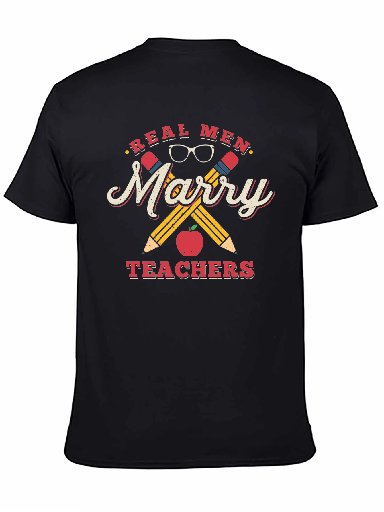 Black Real Men Marry Teachers Graphic Tee view 4