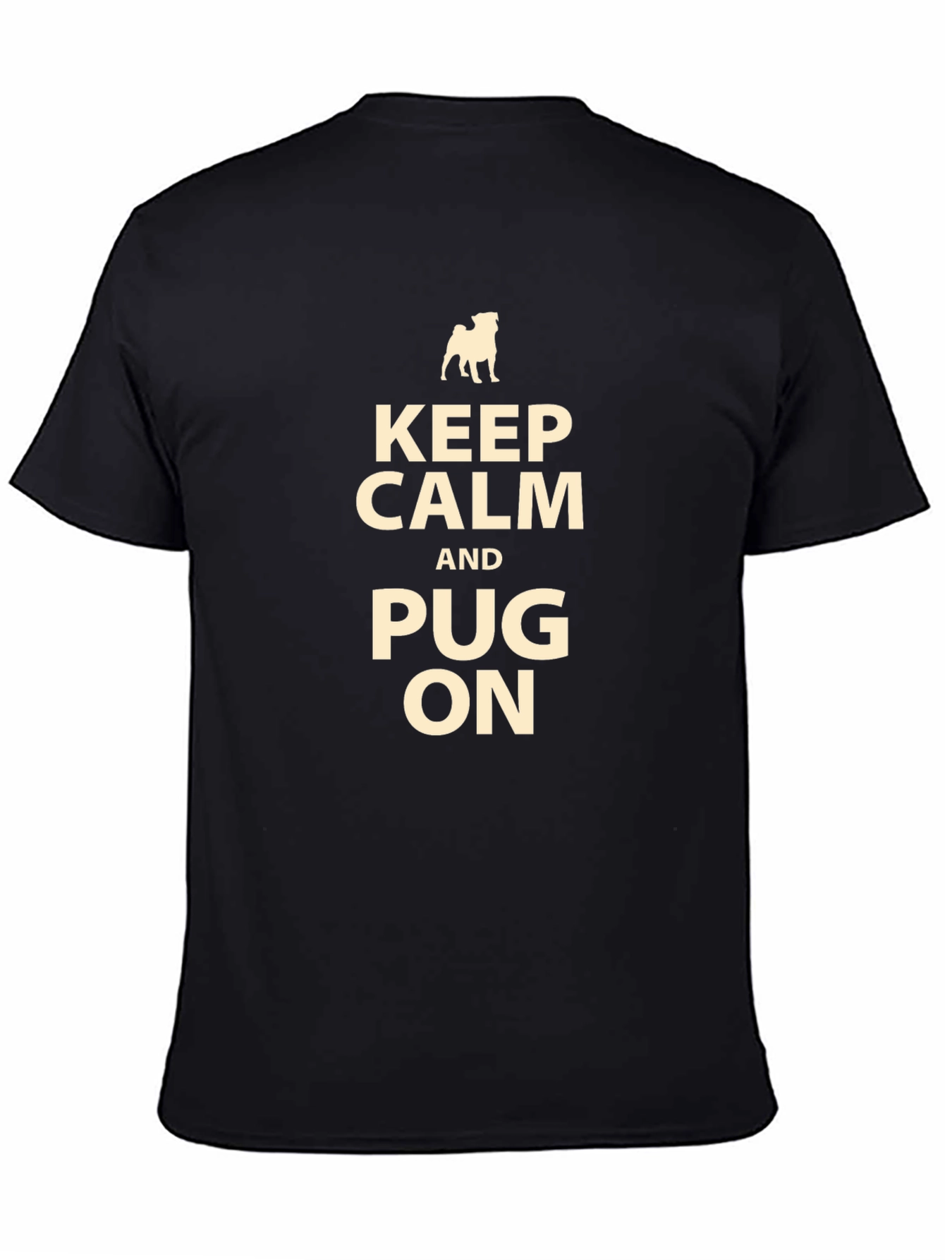 Black Keep Calm and Pug On T-Shirt view 4