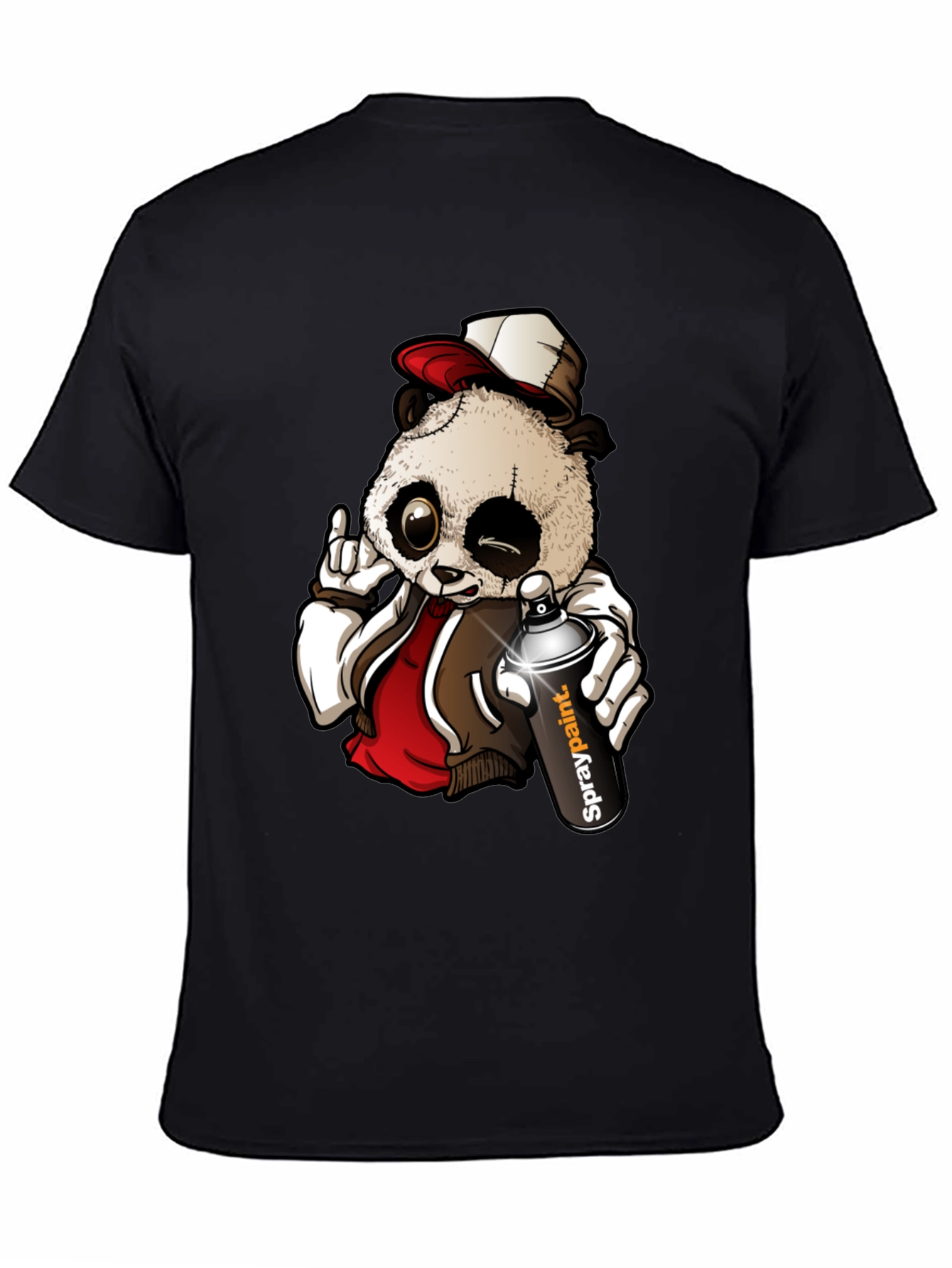 Black Cool Panda Graffiti Artist T-Shirt view 4