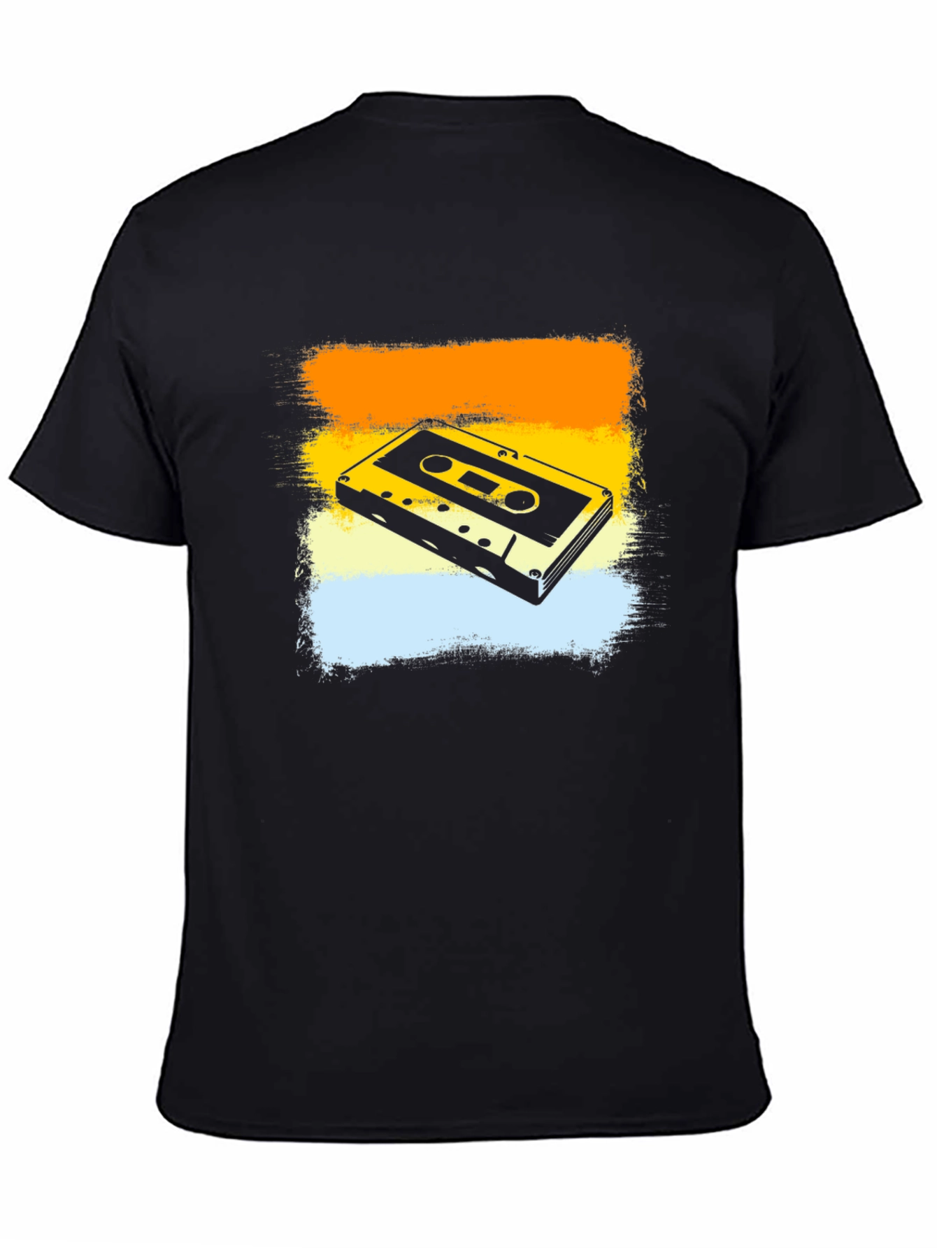 Black Retro Cassette Tape Graphic Tee - Vintage Style Black T-Shirt view 4