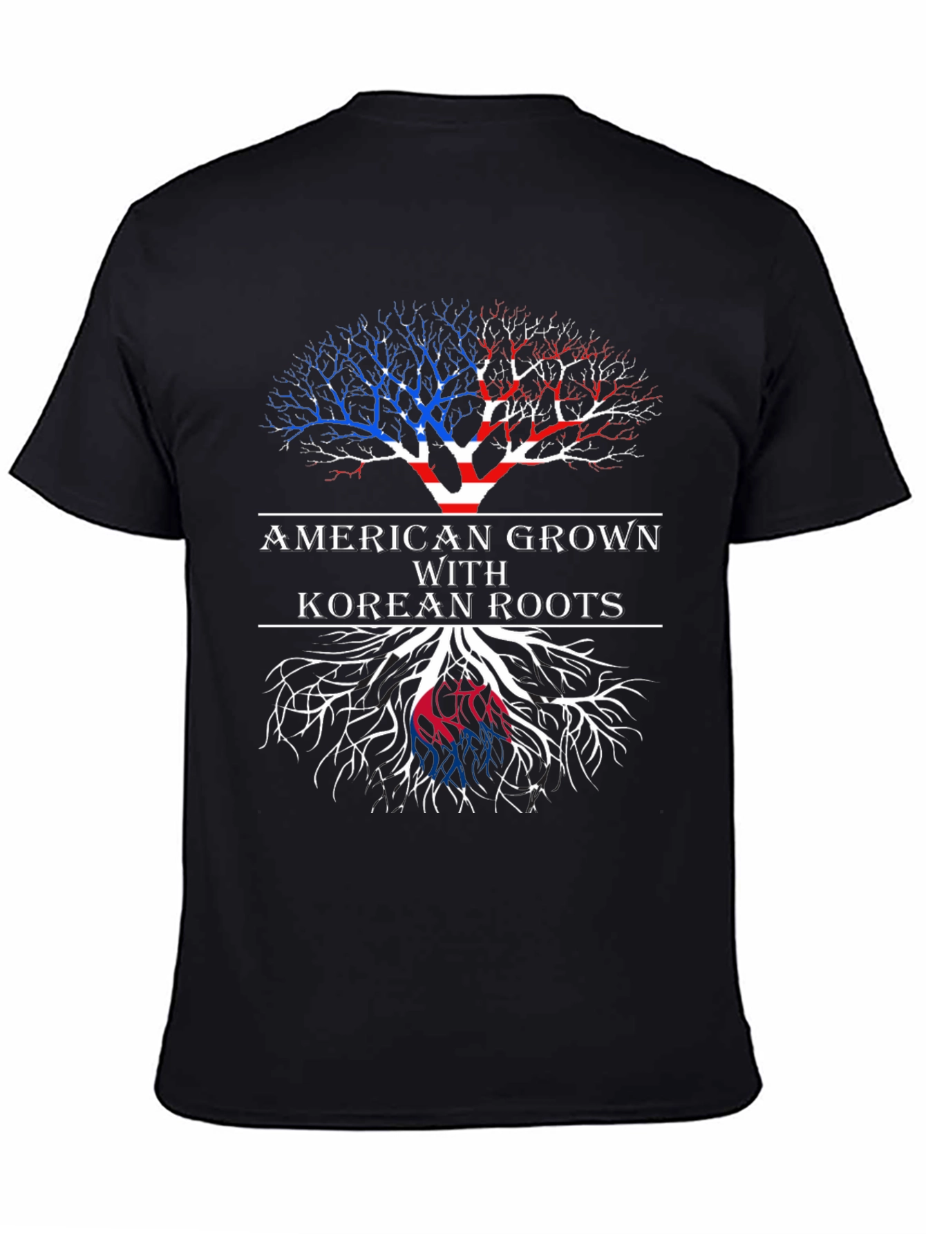 Black American Grown Korean Roots T-Shirt view 4