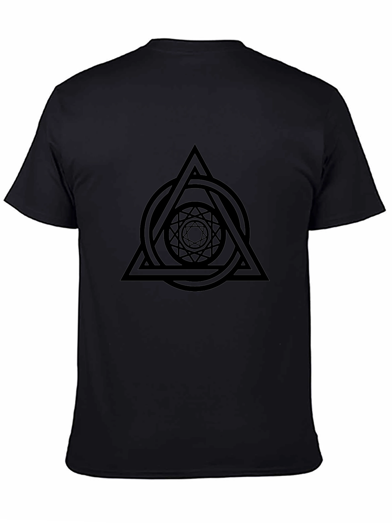 Black Geometric Symbol Black Graphic Tee view 4