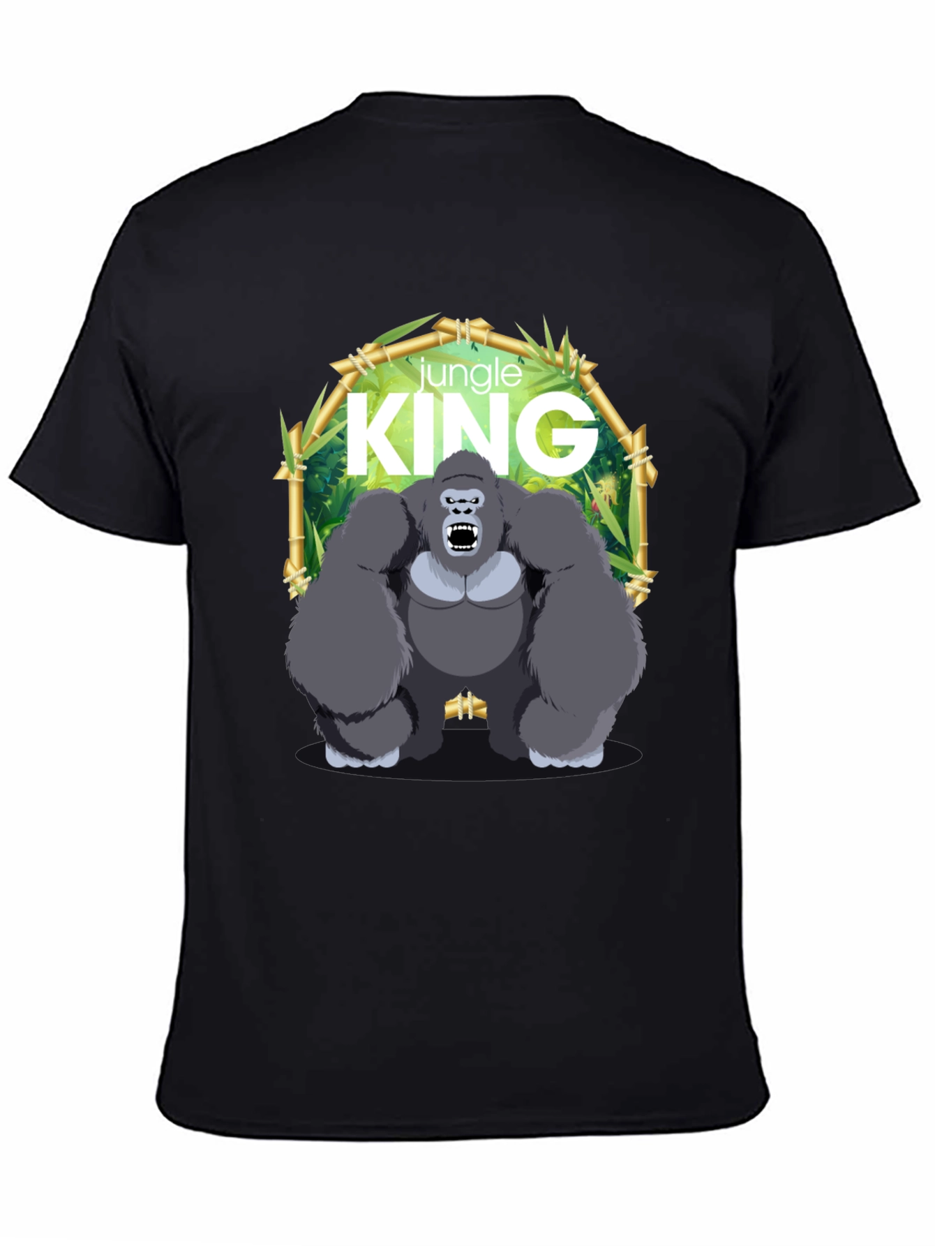 Black Jungle King Gorilla Graphic Black T-Shirt view 4