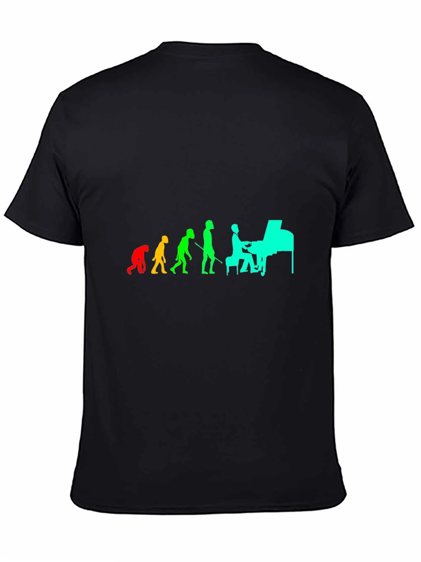 Black Evolution of Piano Player Tee view 4