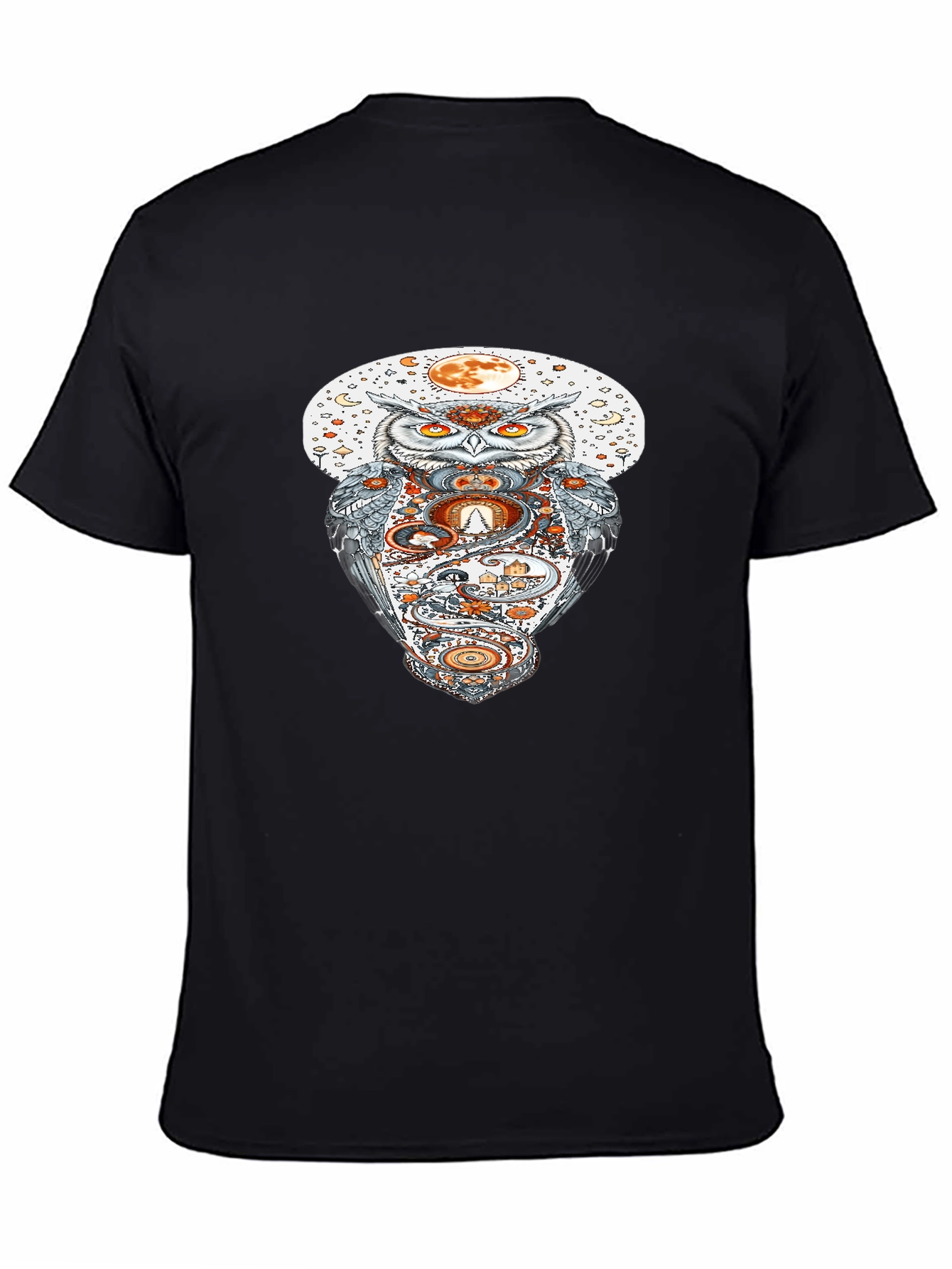 Black Owl Moon Graphic Tee - Halloween Inspired T-Shirt view 4