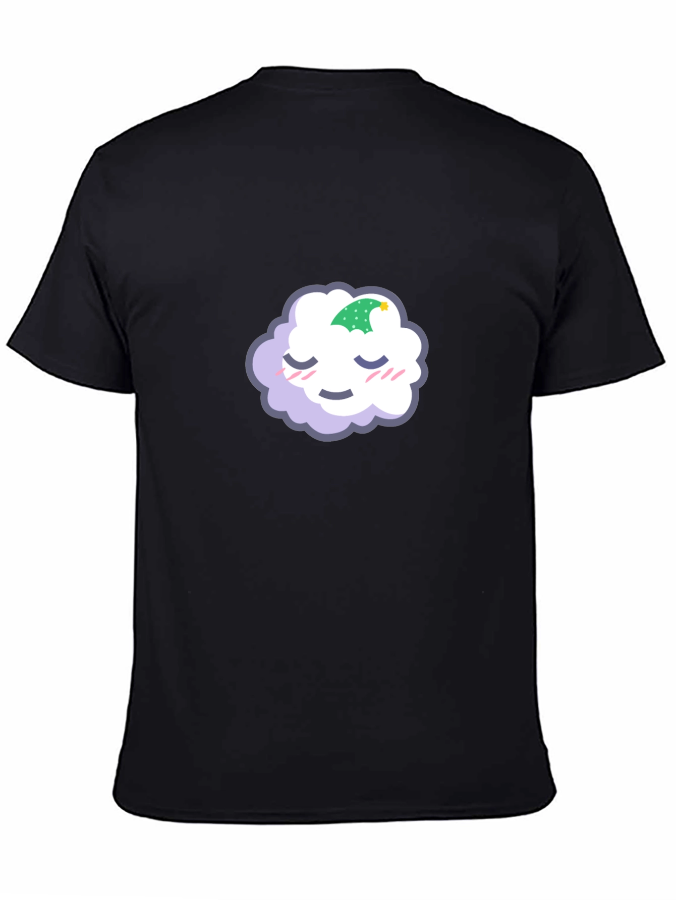 Black Cute Sleeping Cloud Graphic Tee - Black Cotton Blend view 4
