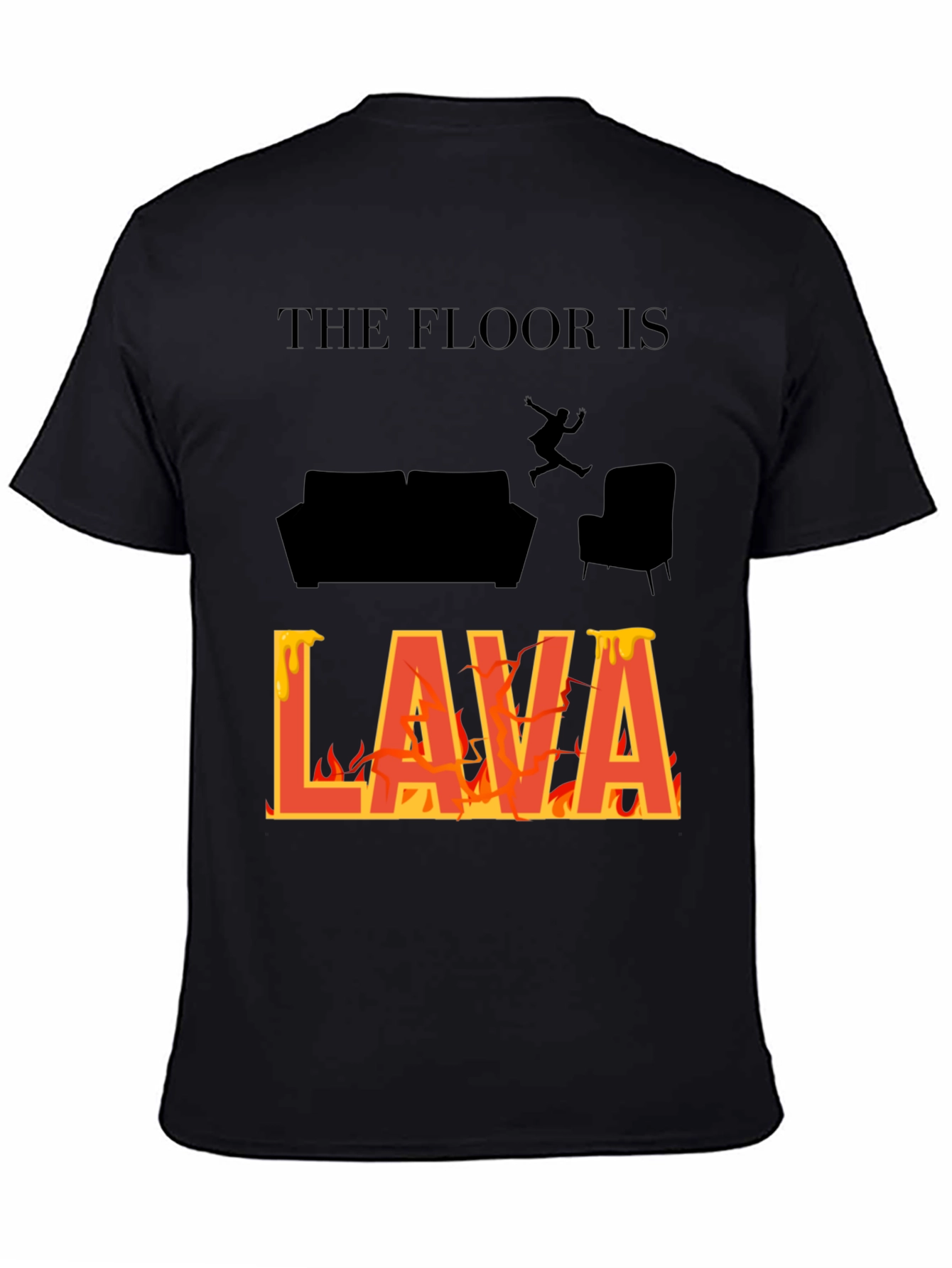 Black The Floor Is Lava T-Shirt Novelty Game Tee view 4