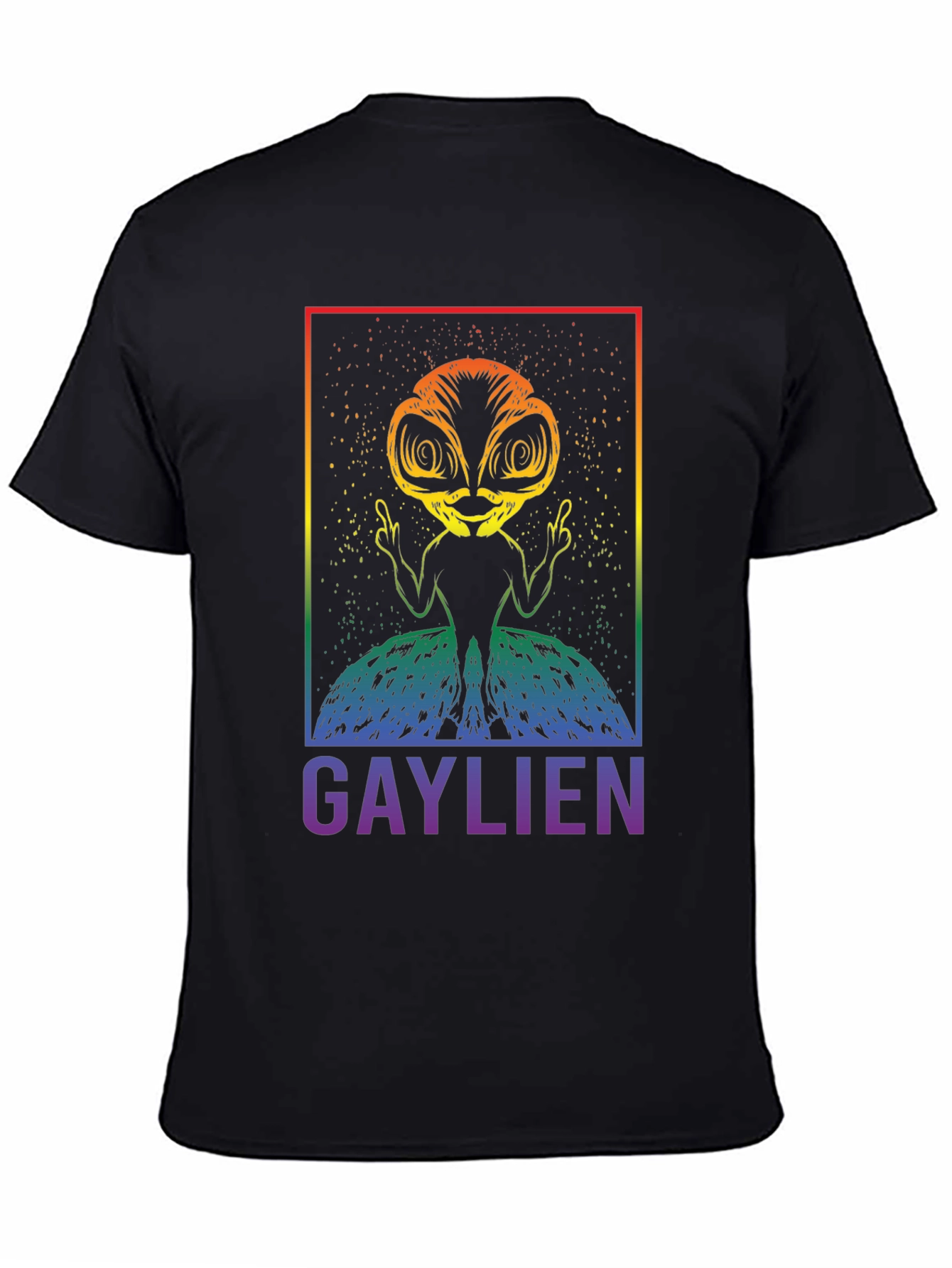 Black Gaylien Graphic T-Shirt - Pride Alien Tee view 4