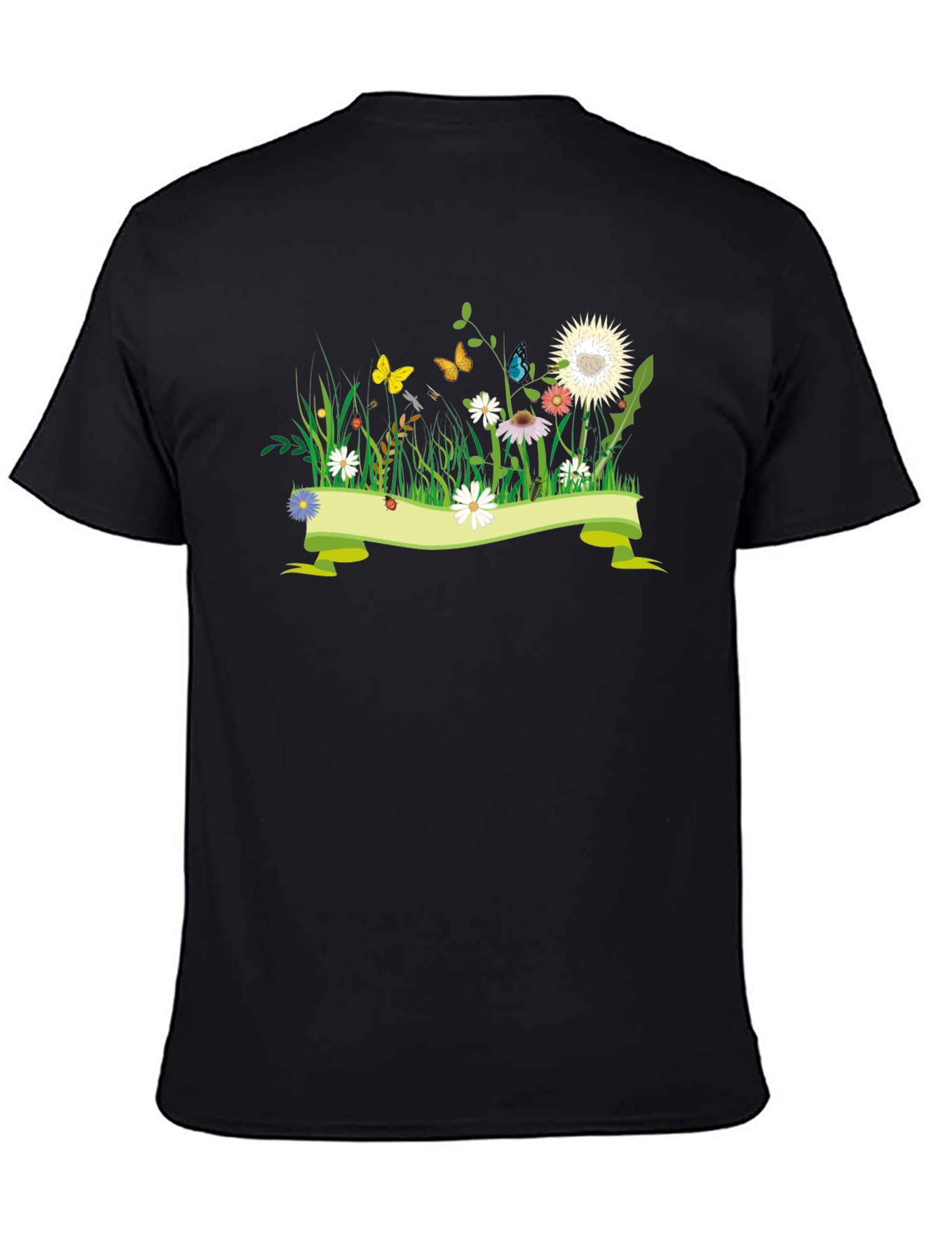 Black Nature Meadow Graphic Black Tee view 4