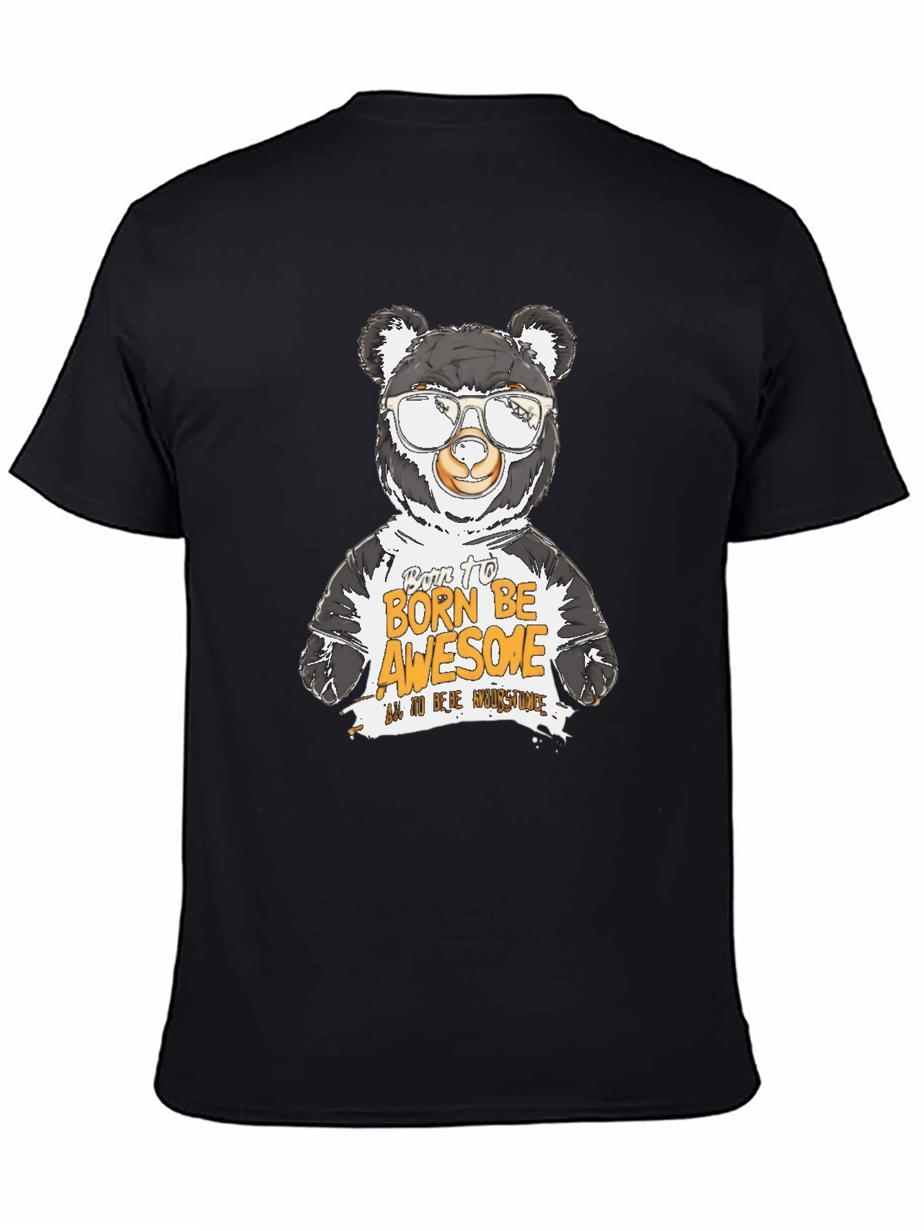 Black Cool Bear Graphic T-Shirt - Born to Be Awesome view 4