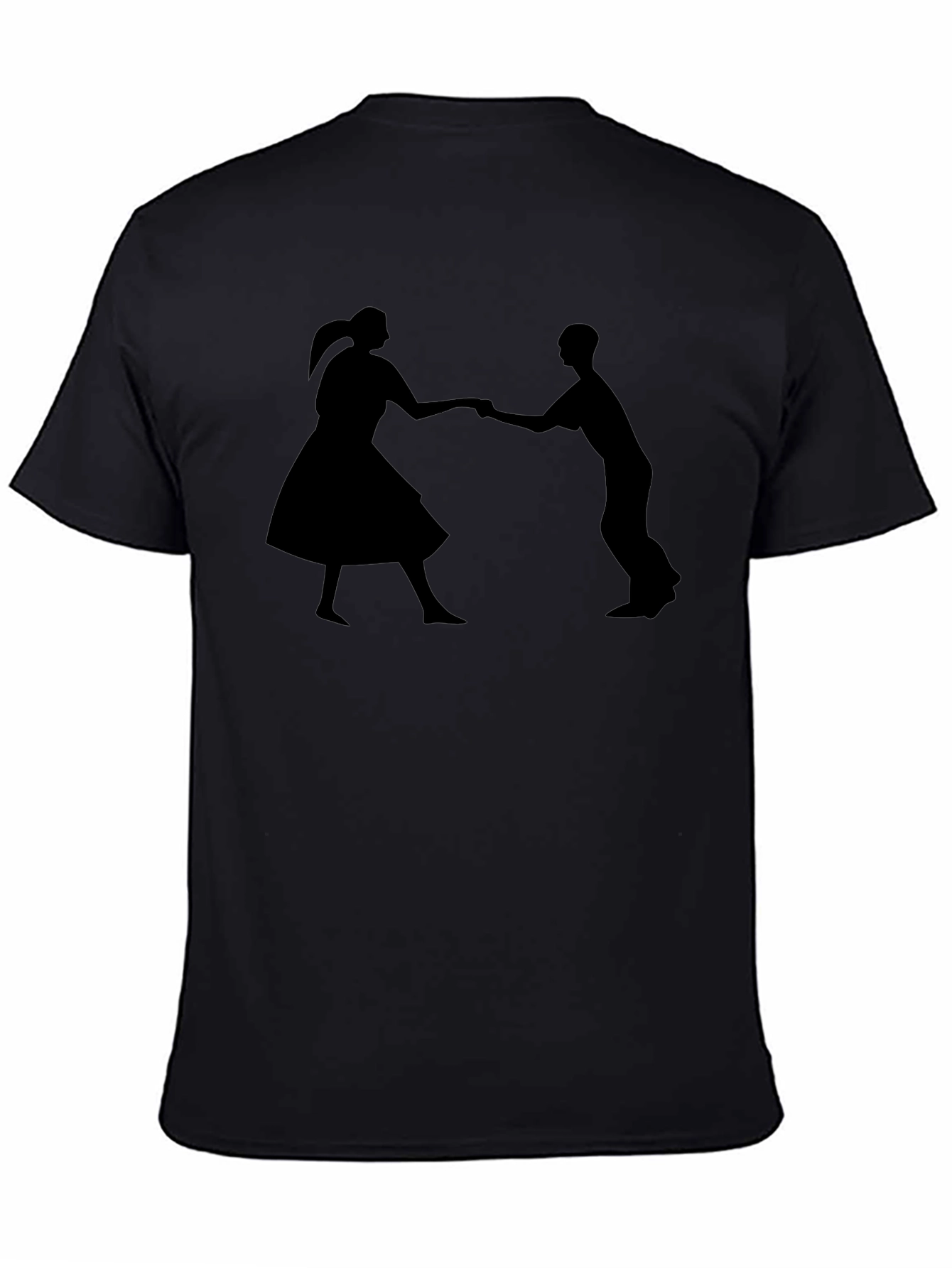 Black Swing Dance Silhouette Black T-Shirt view 4