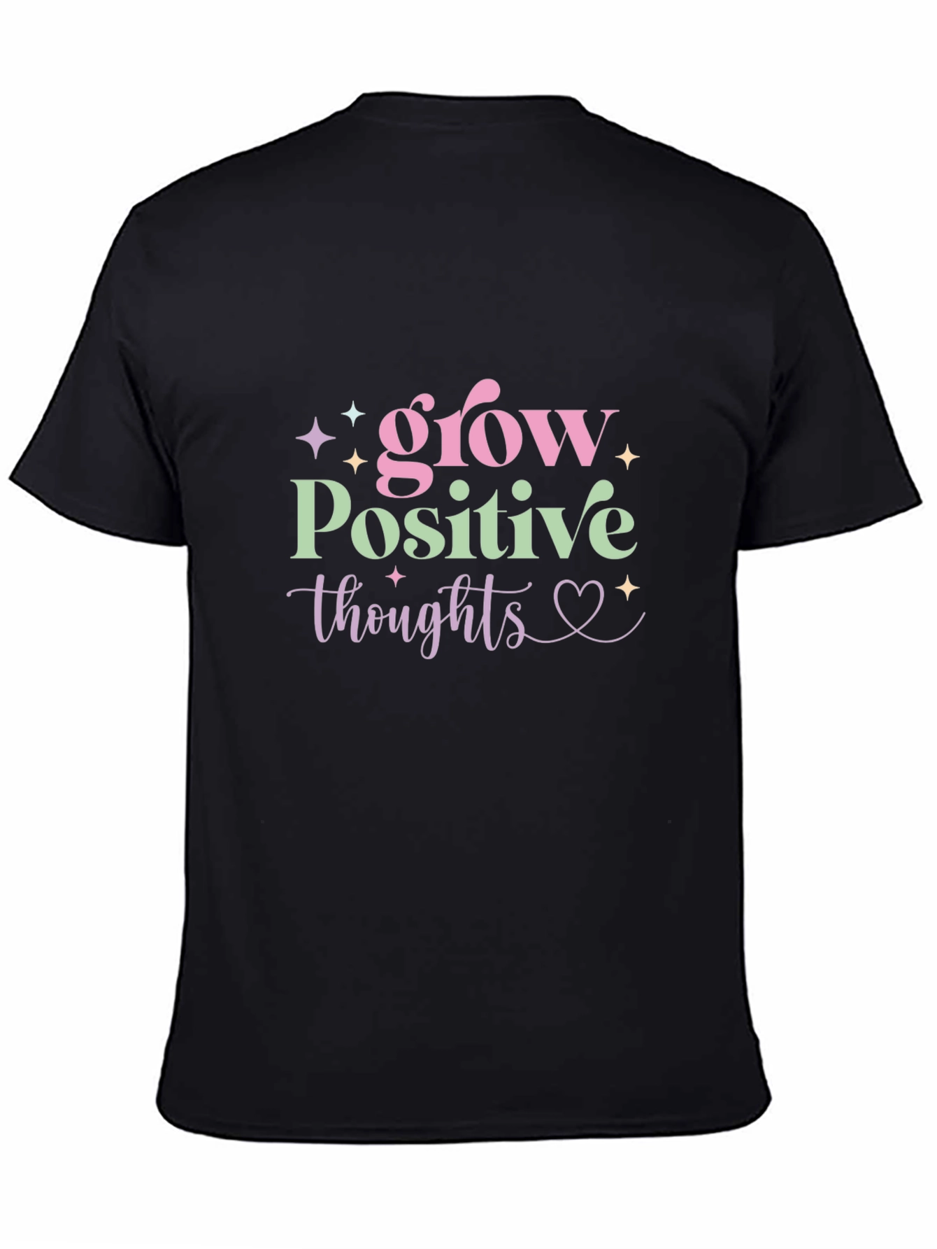 Black Grow Positive Thoughts Graphic Tee view 4