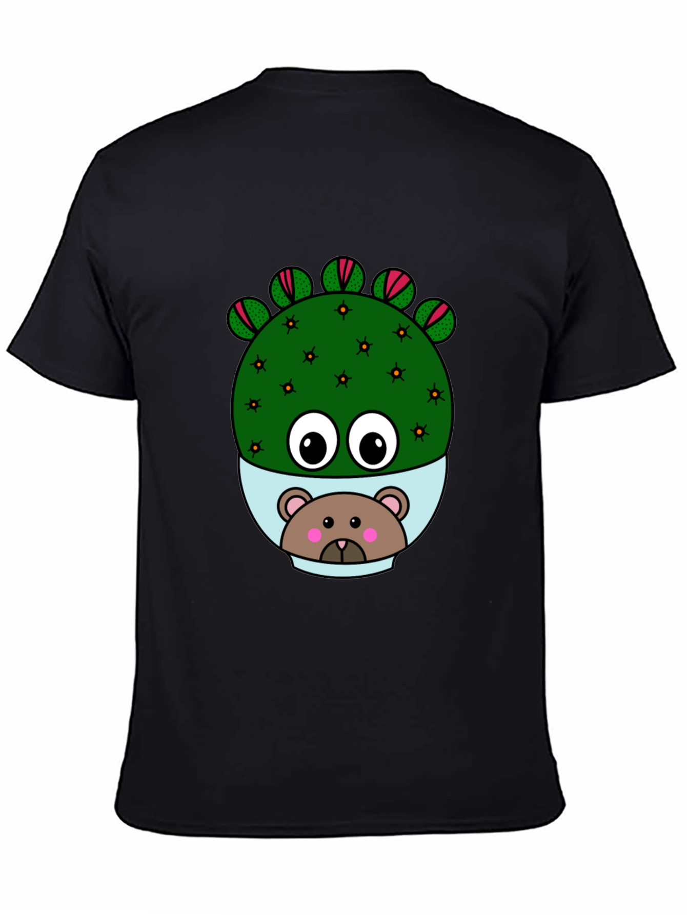 Black Cactus Bear T-Shirt - Unique Graphic Tee view 4