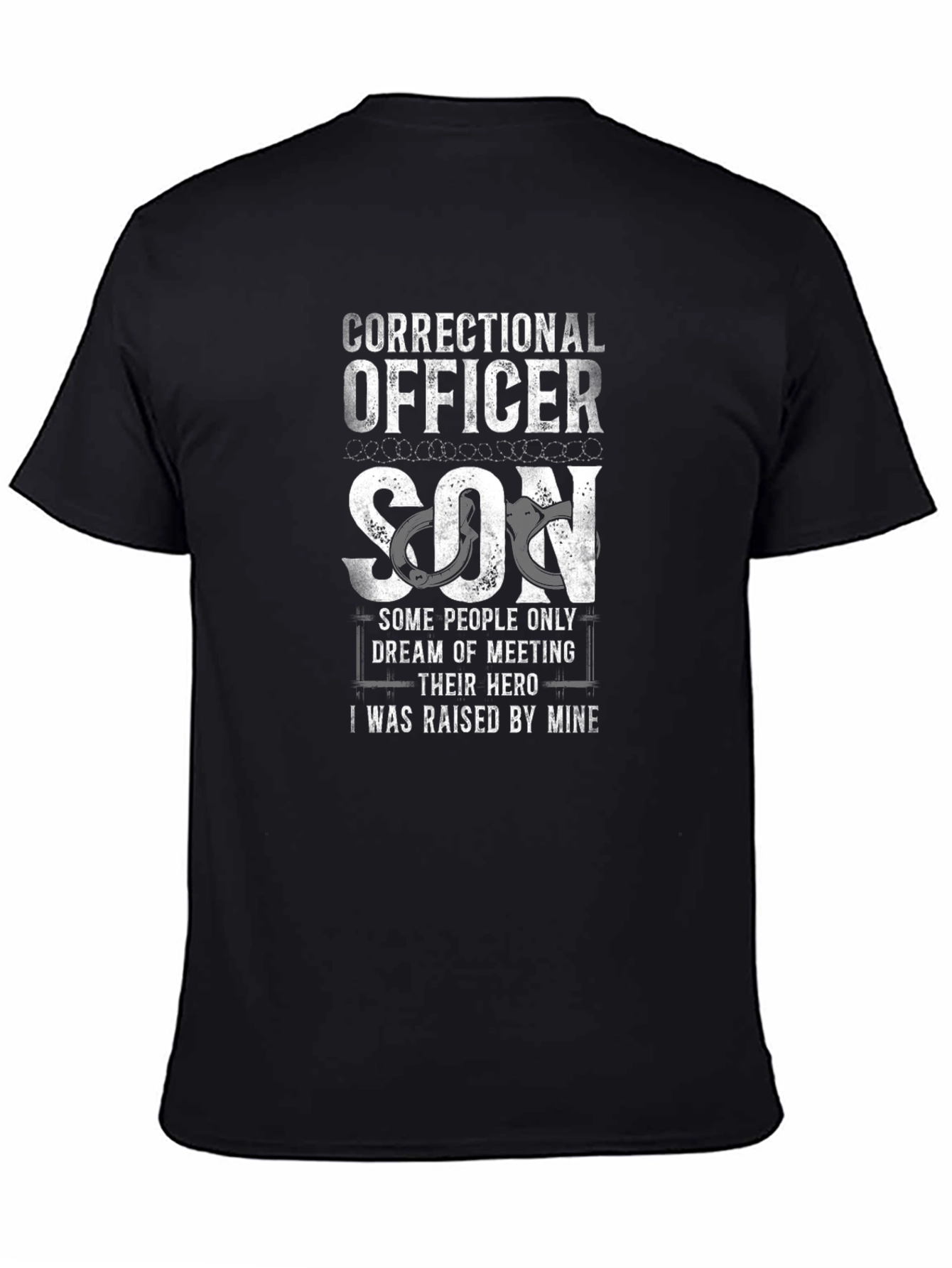 Black Correctional Officer Son T-Shirt - Hero Dad view 4