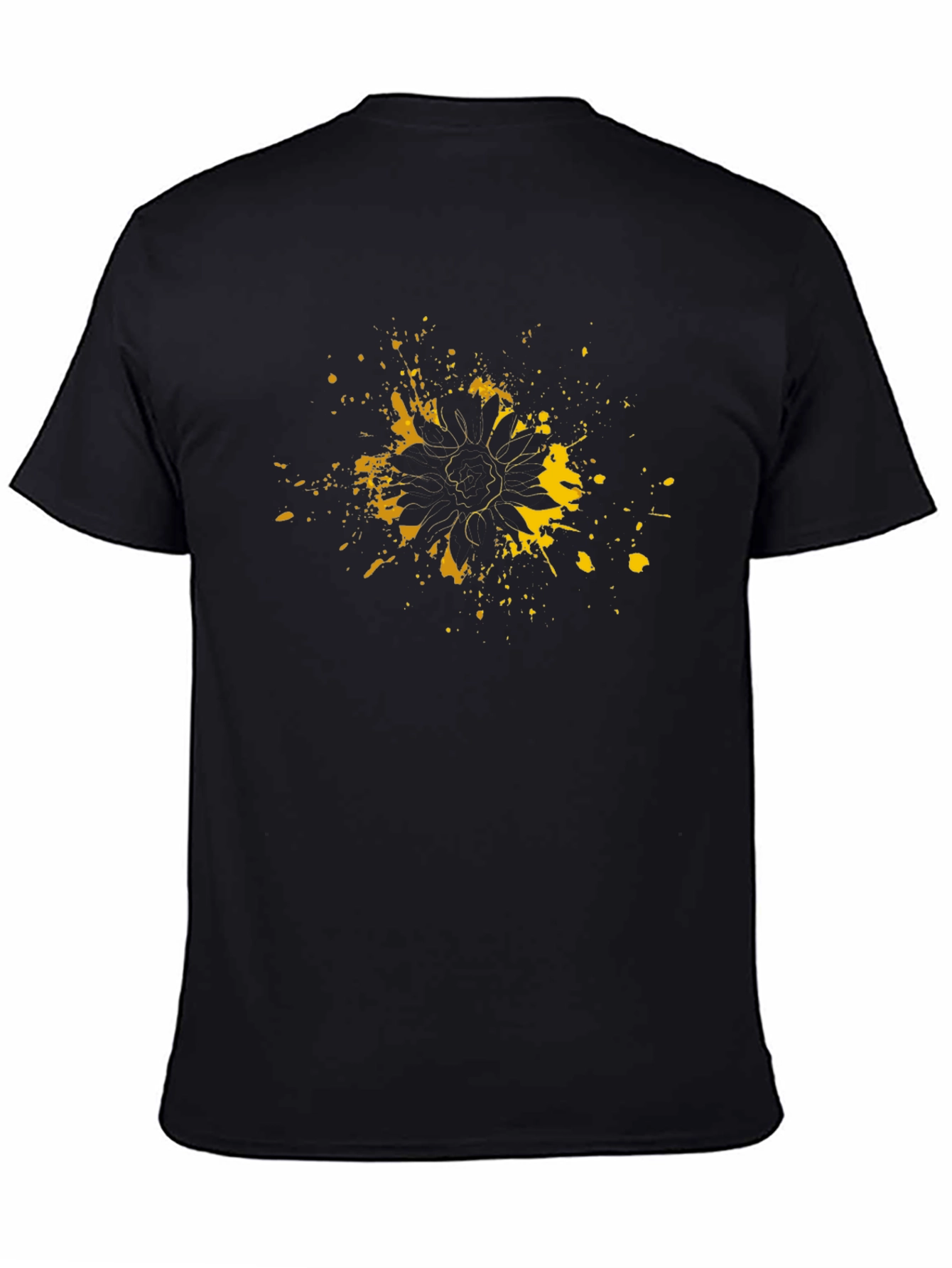 Black Sunflower Splatter Graphic Tee - Modern Art Shirt view 4