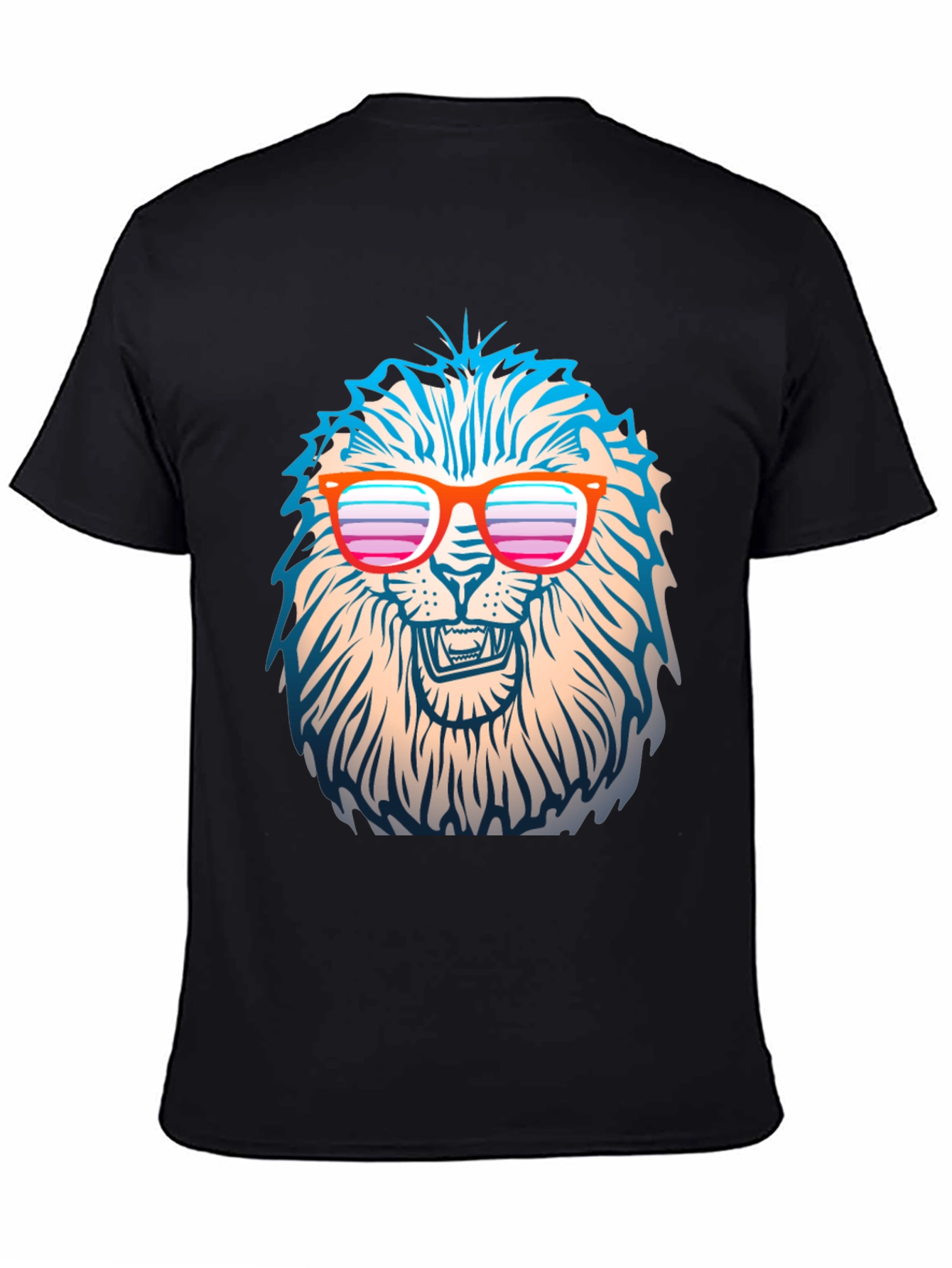 Black Cool Lion T-Shirt with Retro Sunglasses view 4