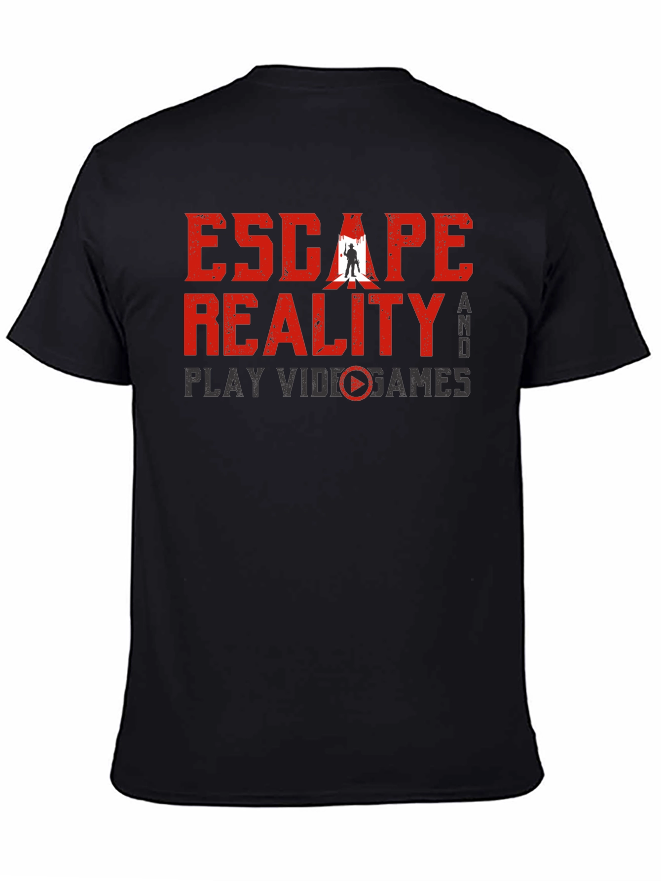 Black Escape Reality Video Game Black T-Shirt view 4