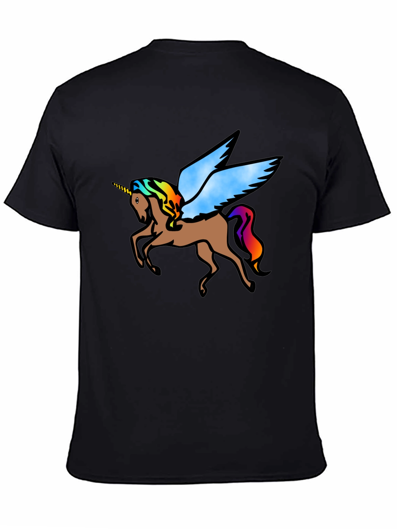 Black Unicorn Pegasus Graphic Tee - Black Cotton T-Shirt view 4