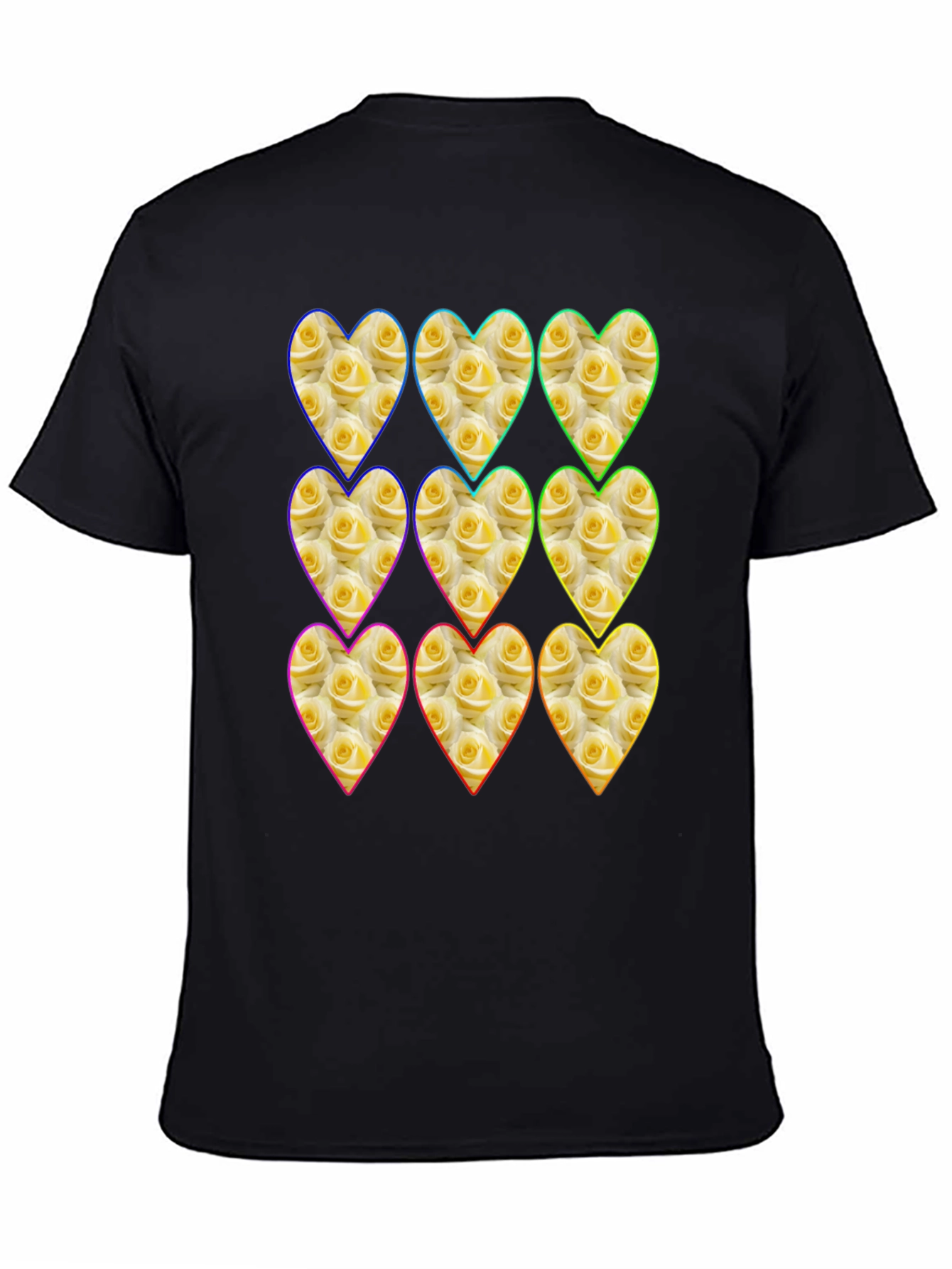 Black Floral Heart Pattern Graphic Tee view 4