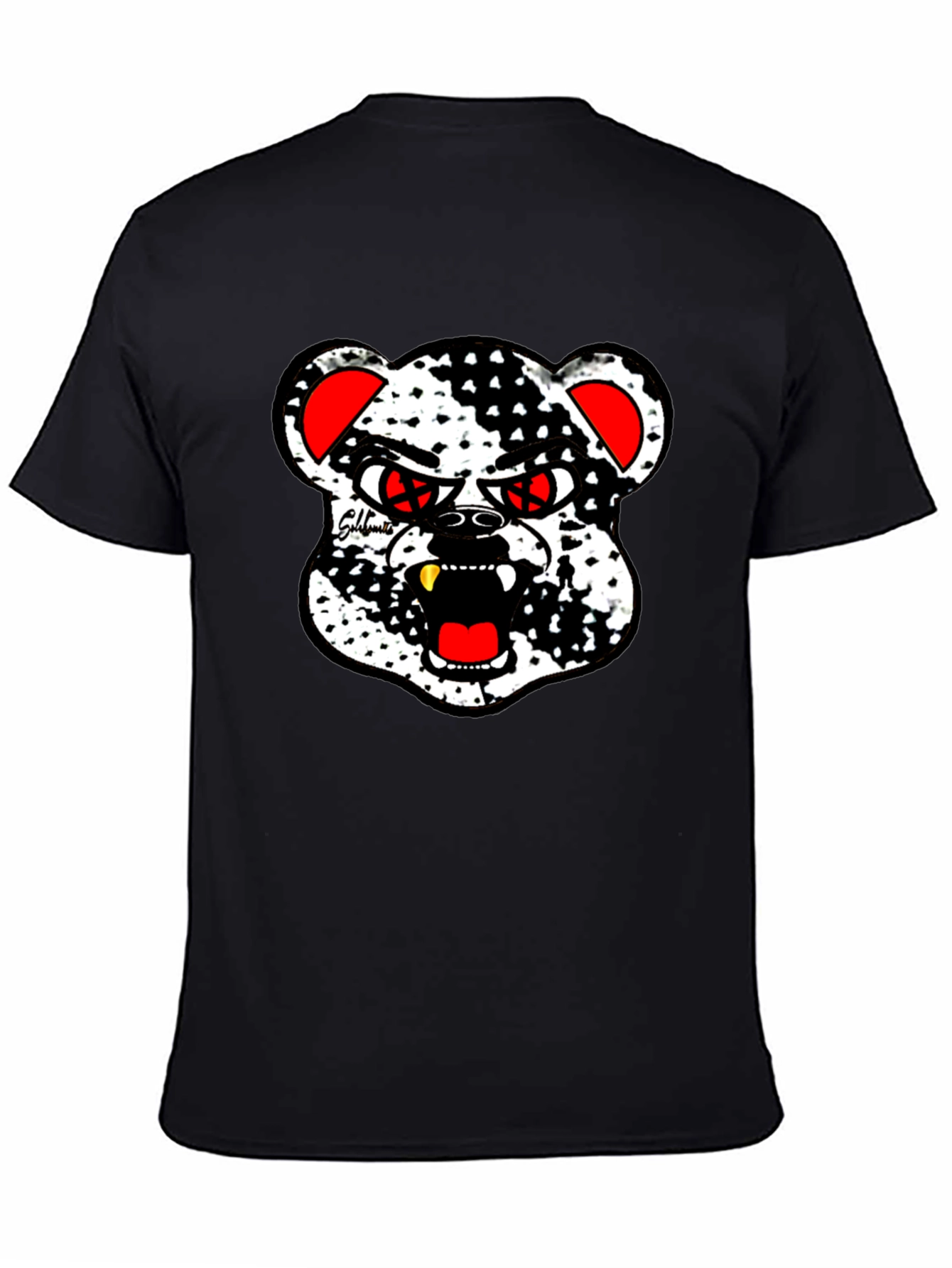 Black Edgy Bear Graphic Black T-Shirt view 4