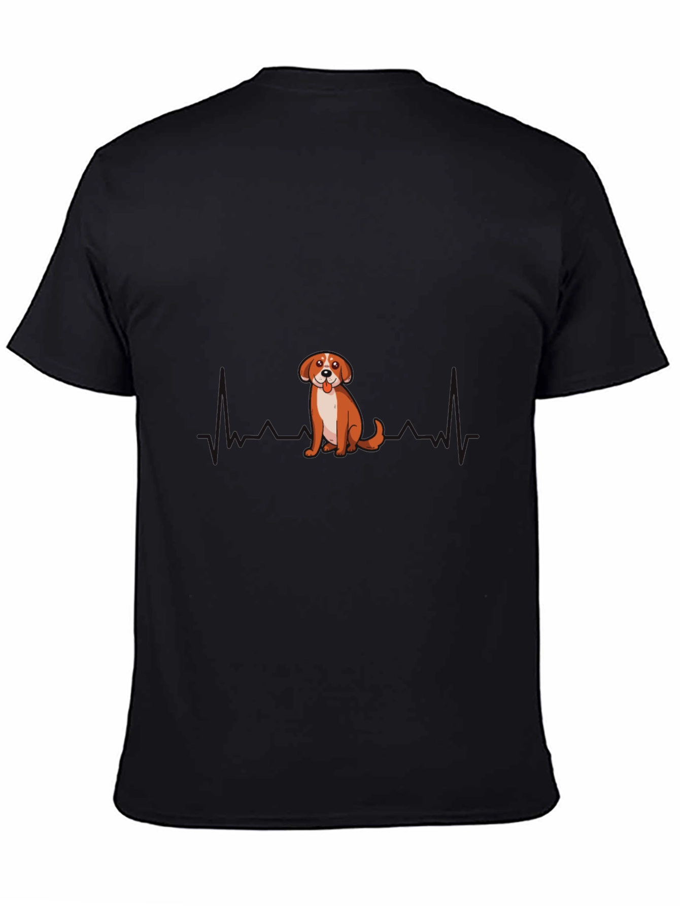 Black Dog Heartbeat Men's Black T-Shirt view 4