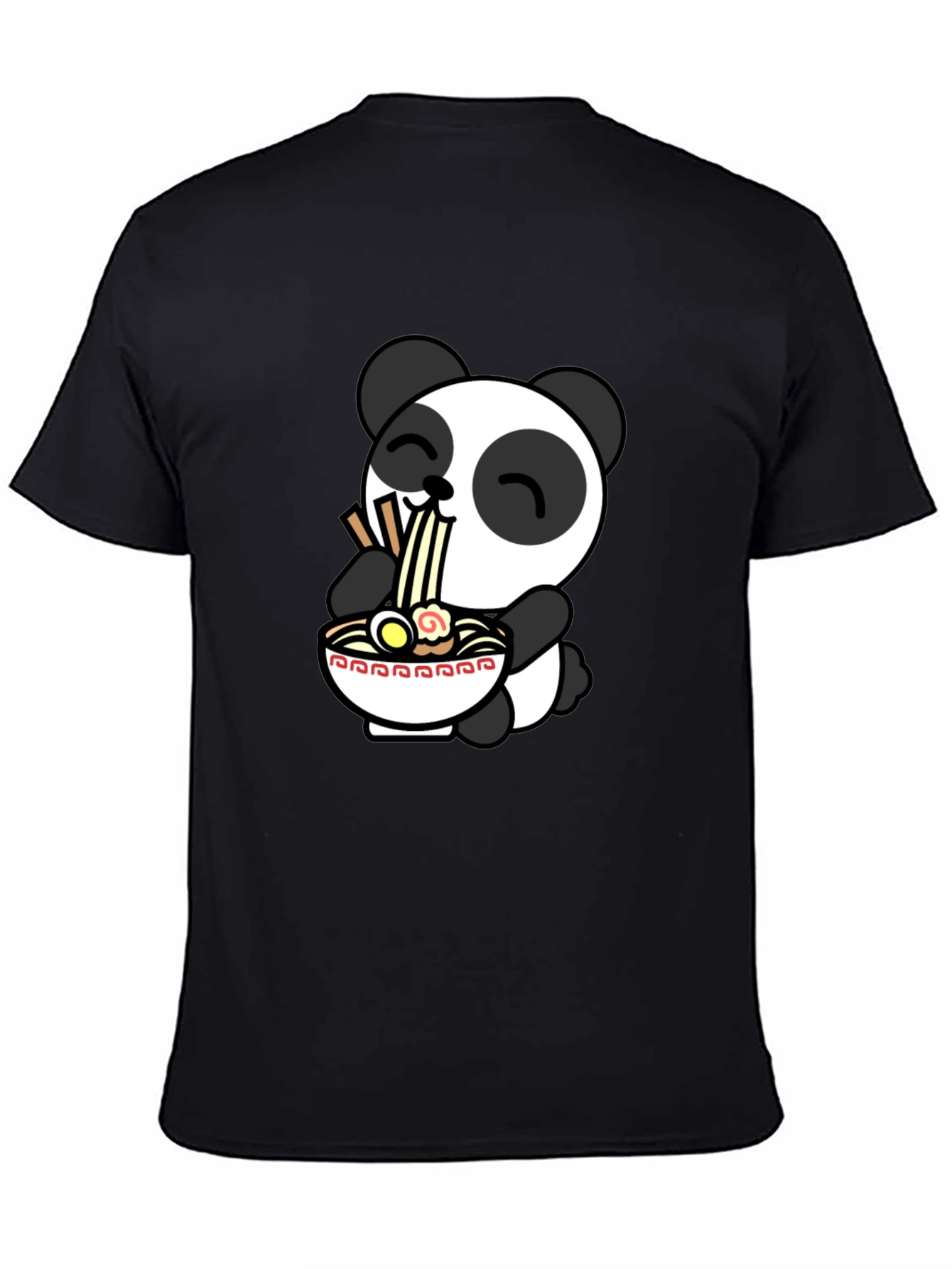 Cute Panda Ramen T-Shirt - Black - 4