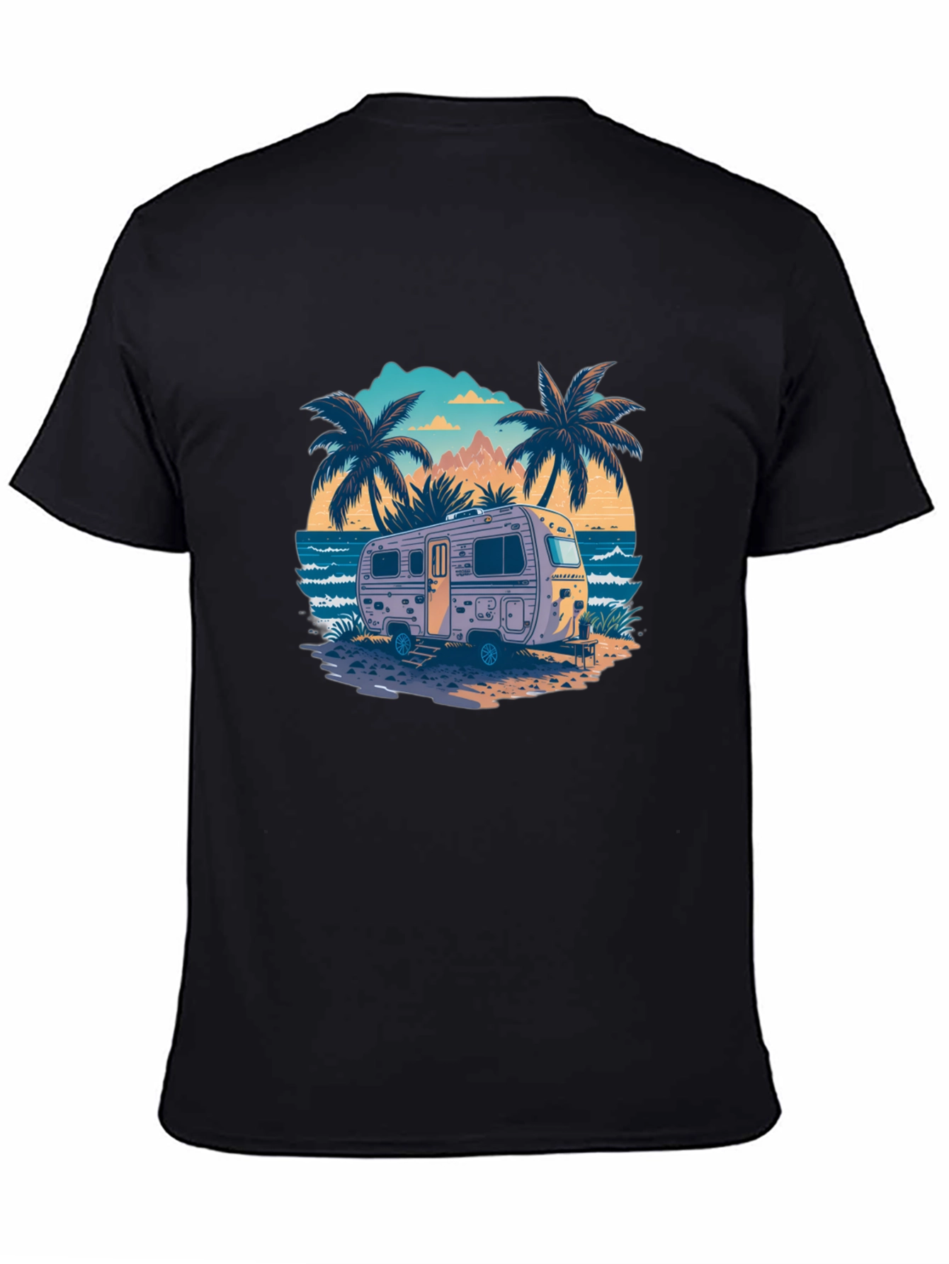 Black Beach Camping RV T-Shirt - Vacation Vibes view 4