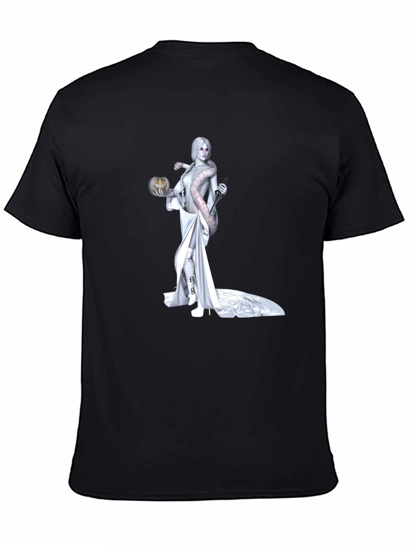 Black Halloween Snake Woman Graphic Tee view 4
