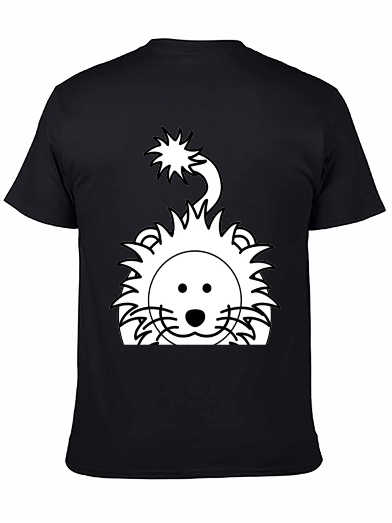 Black Cartoon Lion Graphic Tee - Black view 4