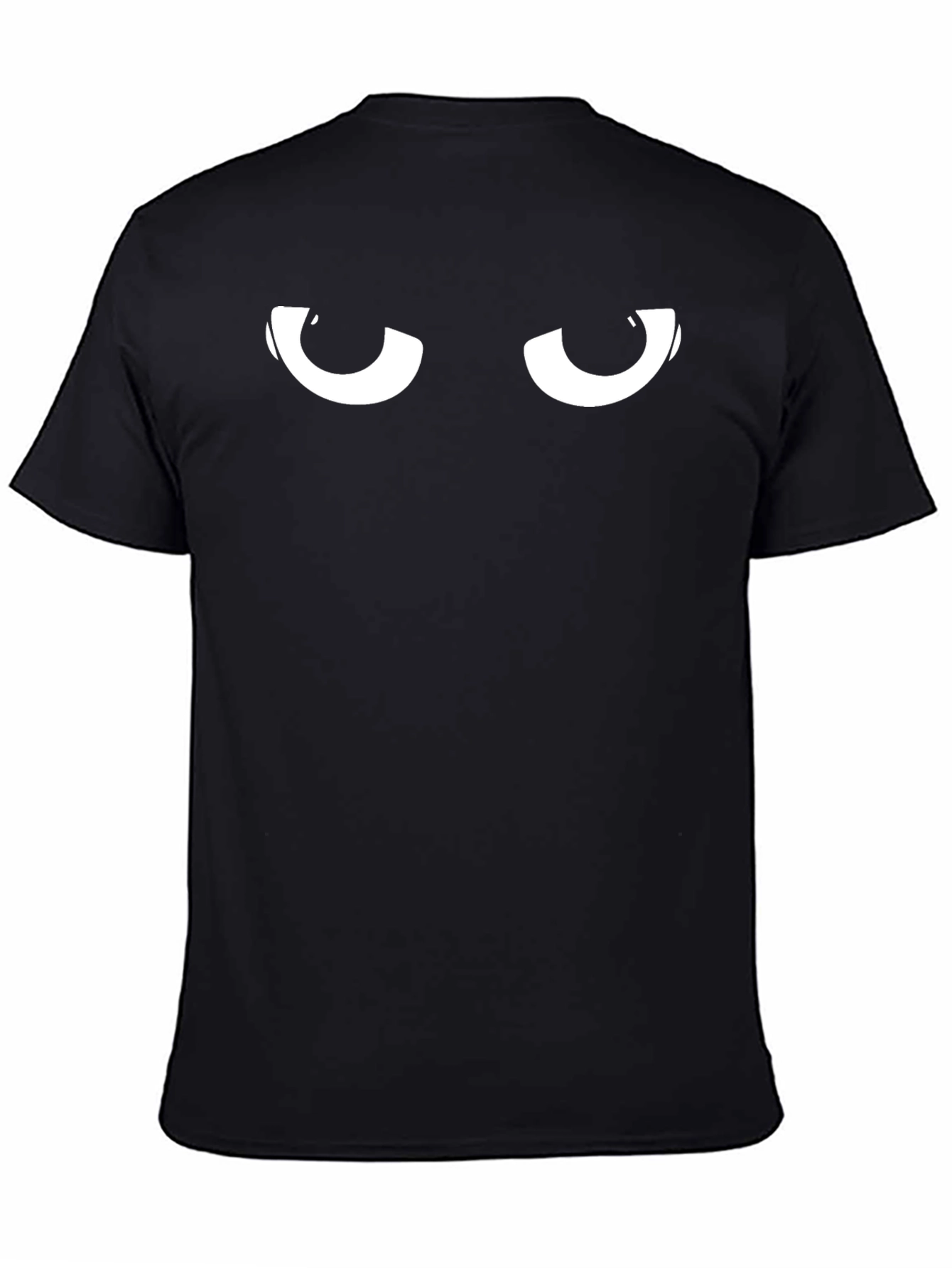 Black Men's Black T-Shirt with Cartoon Eyes Graphic view 4
