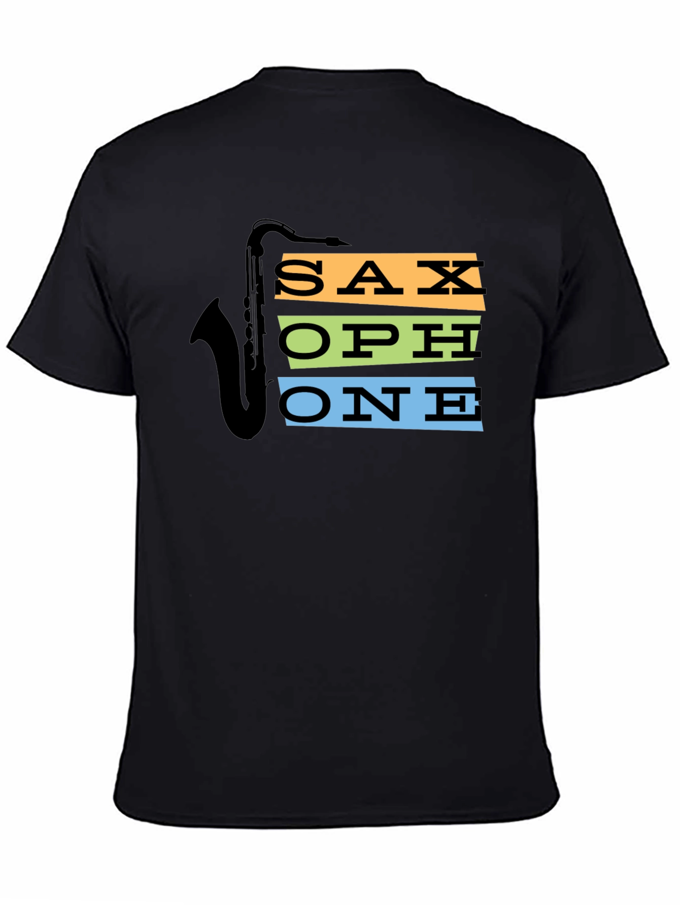 Black Saxophone Graphic Tee - Cool Music Lover Shirt view 4