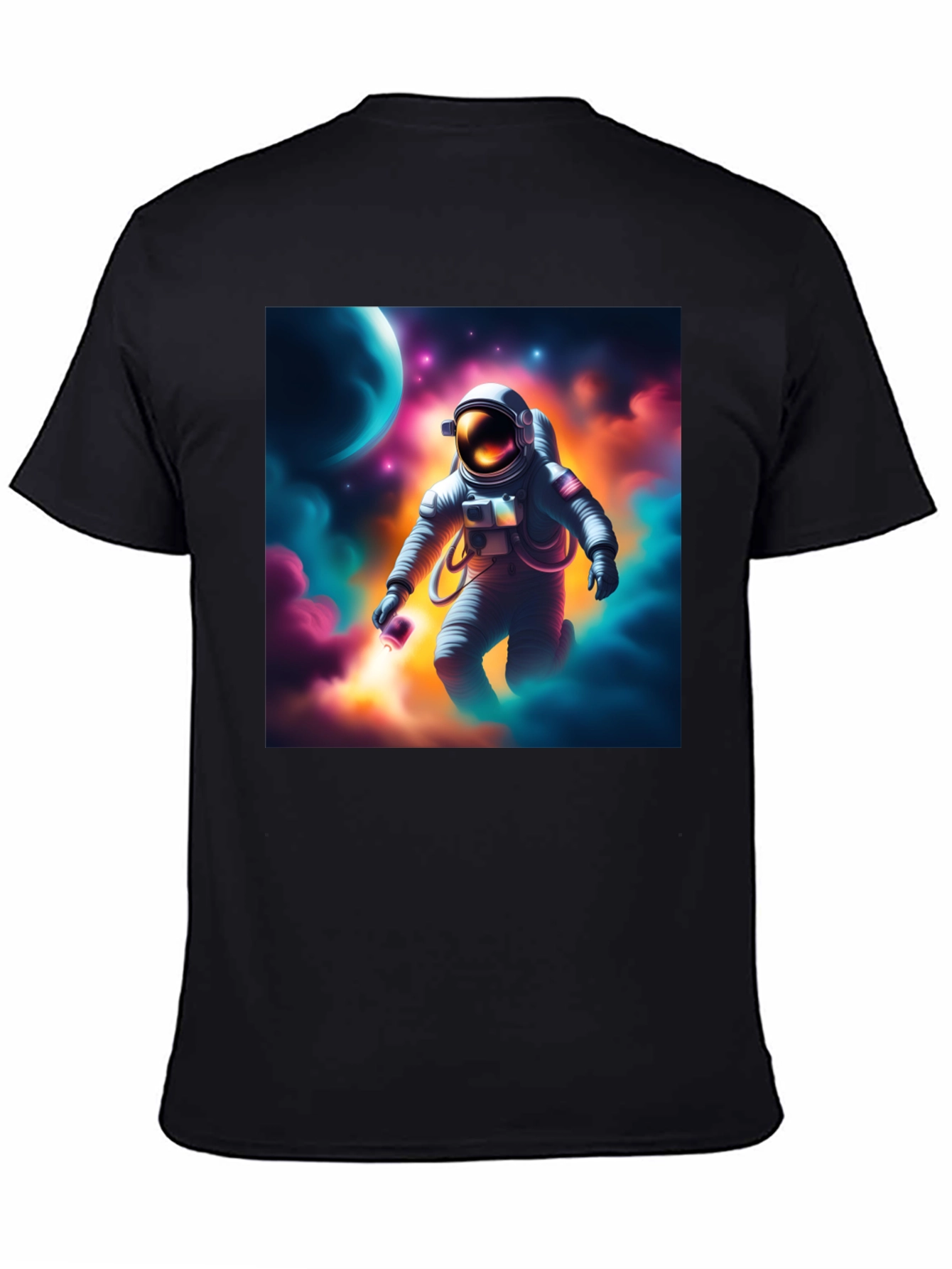 Black Astronaut in Space Graphic T-Shirt view 4