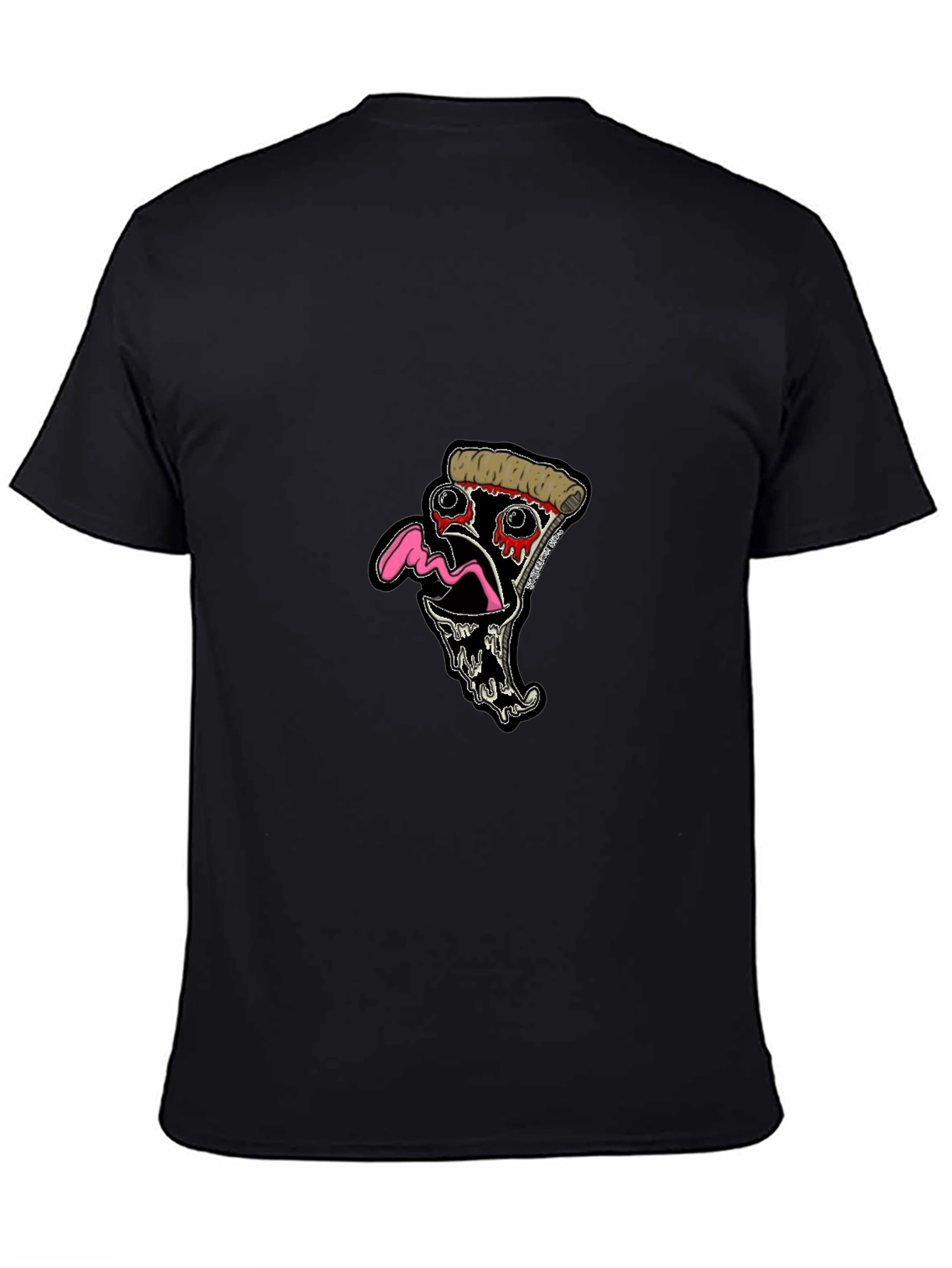 Black Pizza Slice Graphic Tee - Black Cotton T-Shirt view 4