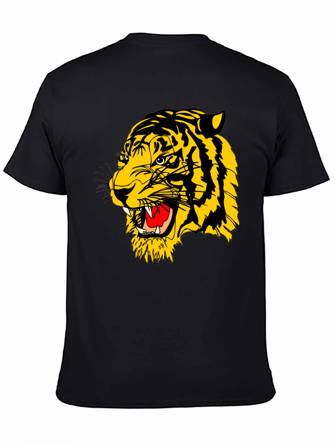 Black Roaring Tiger Graphic Black T-Shirt view 4