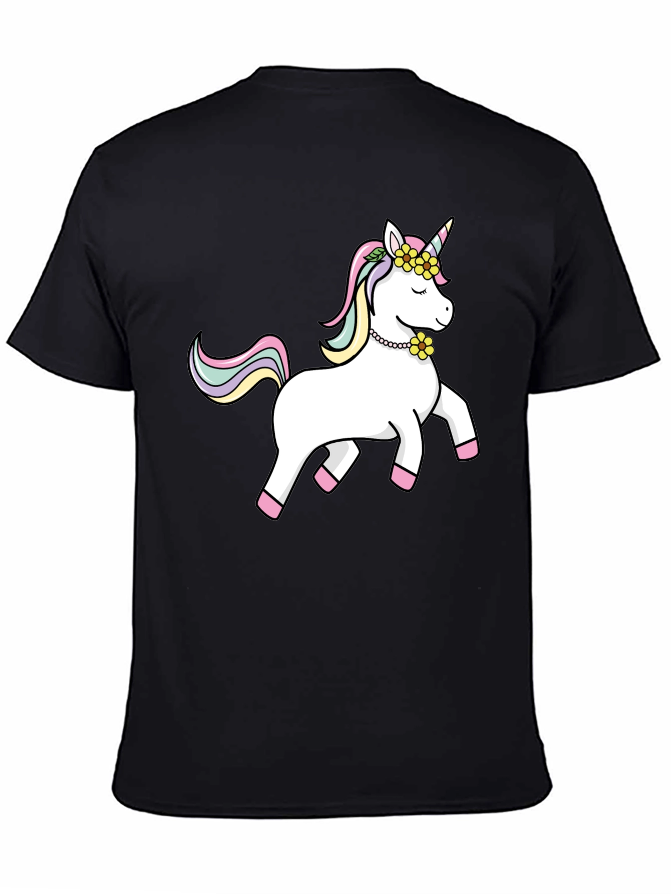 Black Unicorn Graphic Tee - Black Cotton Casual Shirt view 4