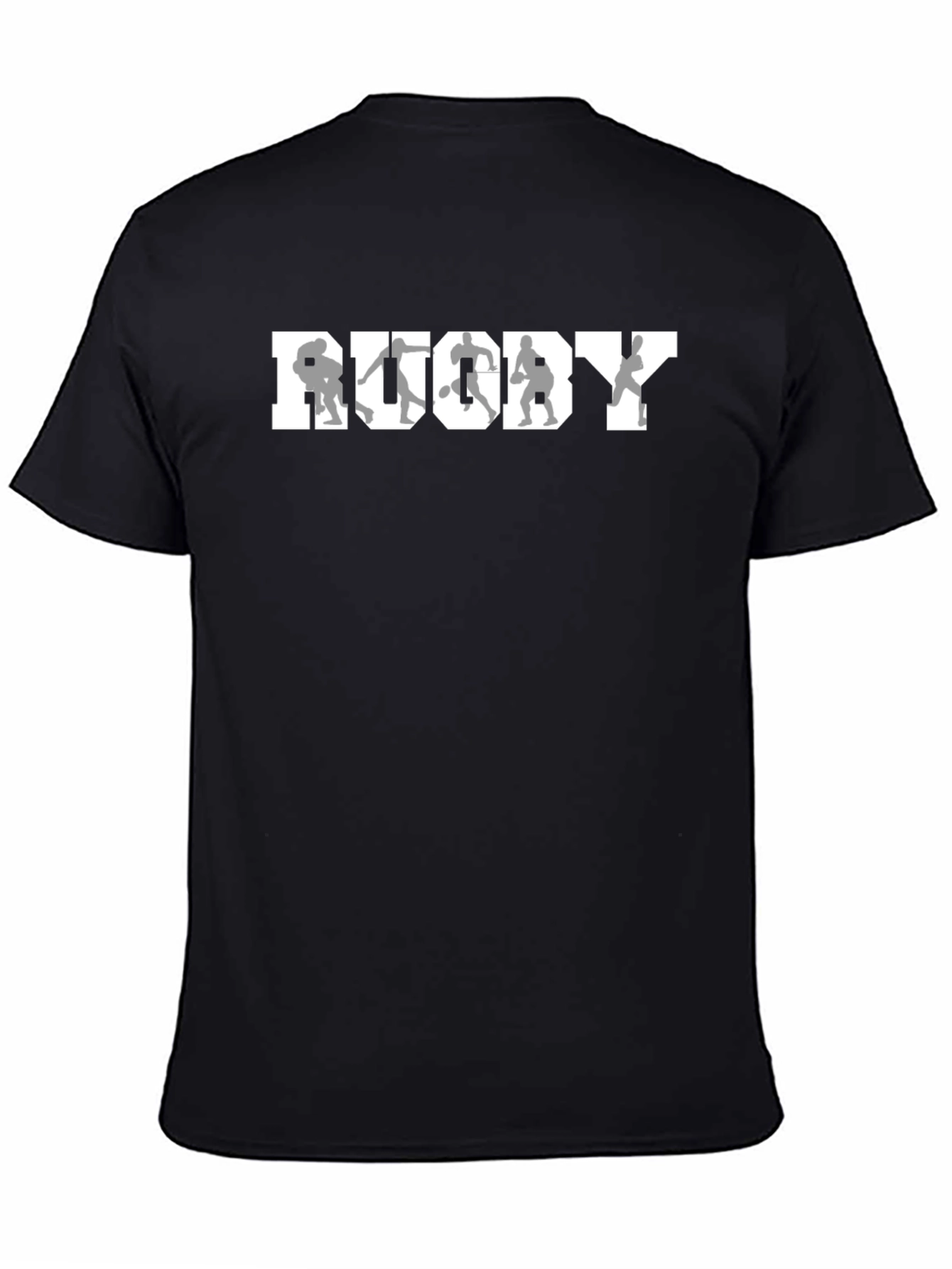 Black Rugby Graphic Tee - Black Cotton T-Shirt view 4